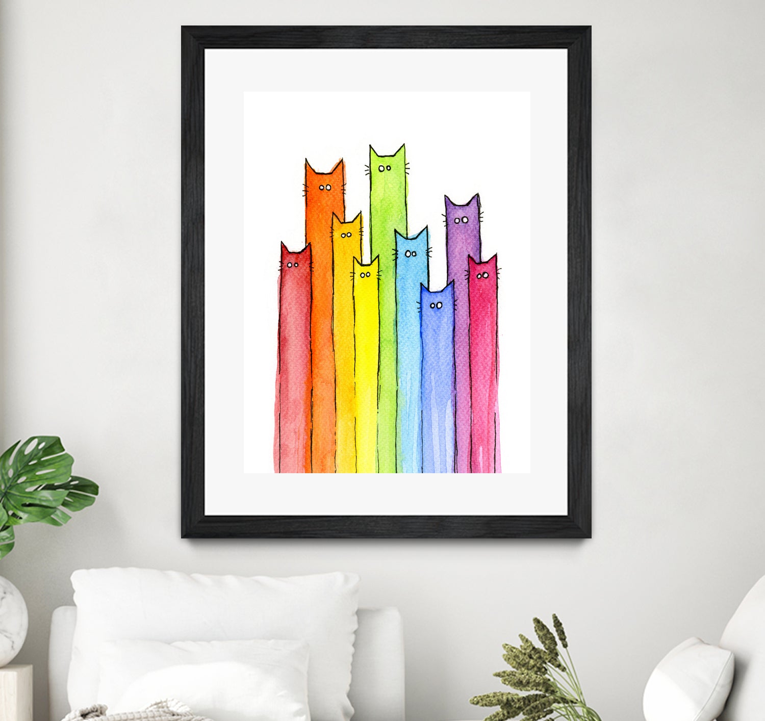 Rainbow of Cats by Olga Shvartsur on GIANT ART - pink mixed media