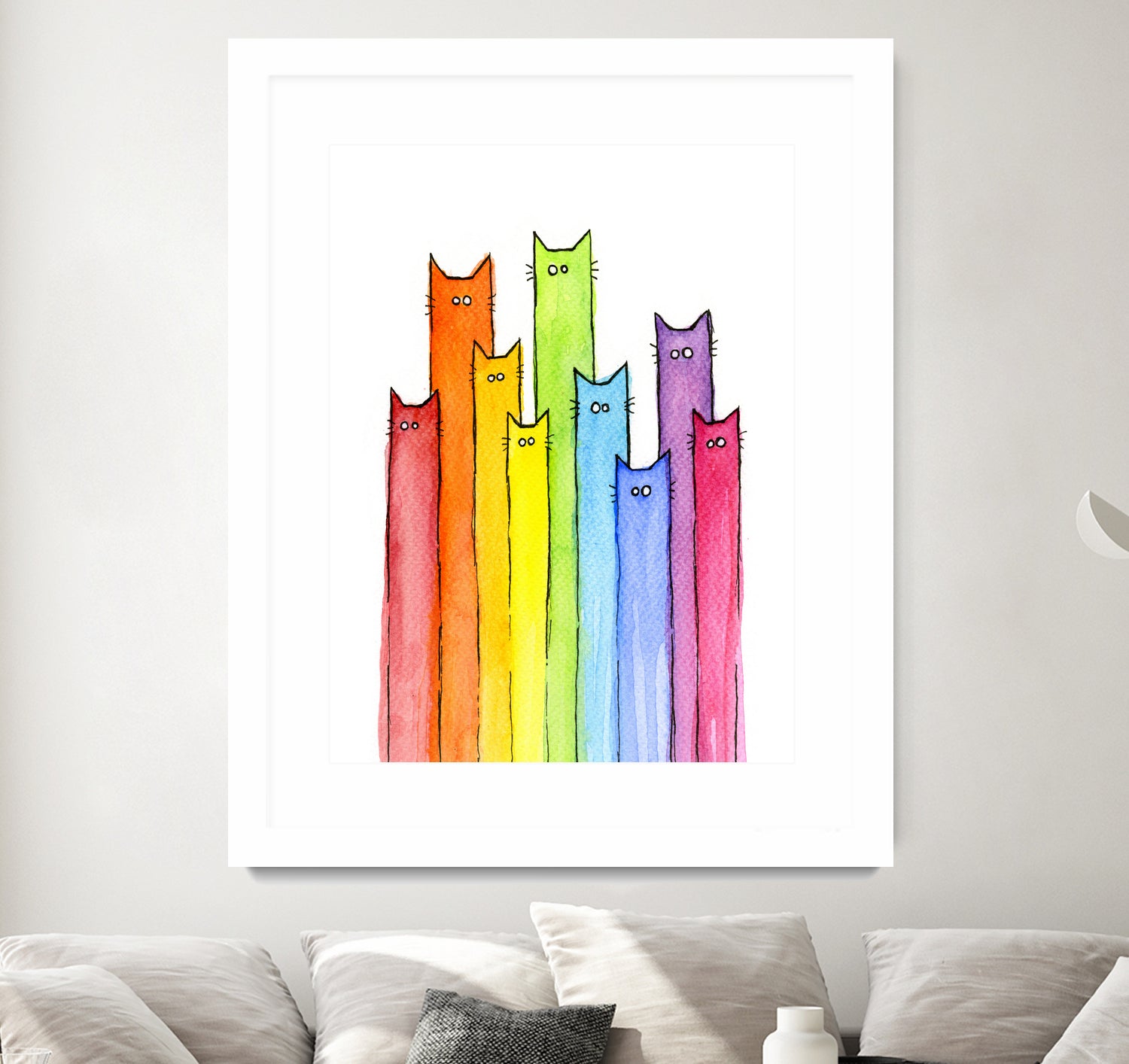 Rainbow of Cats by Olga Shvartsur on GIANT ART - pink mixed media