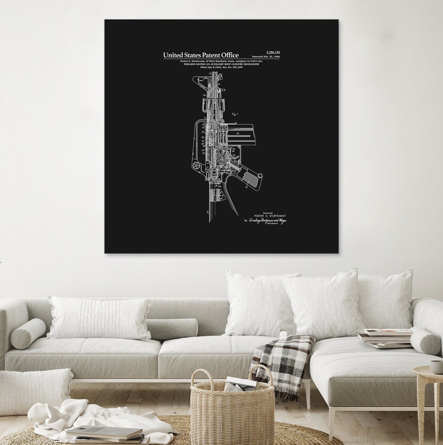 AR-15 Semi-Automatic Rifle Patent - Black by Finlay McNevin on GIANT ART - black typography