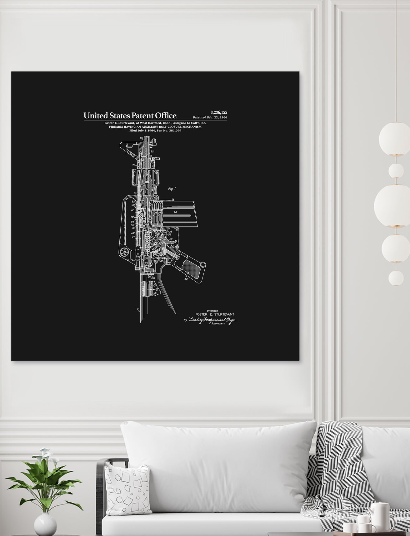 AR-15 Semi-Automatic Rifle Patent - Black by Finlay McNevin on GIANT ART - black typography