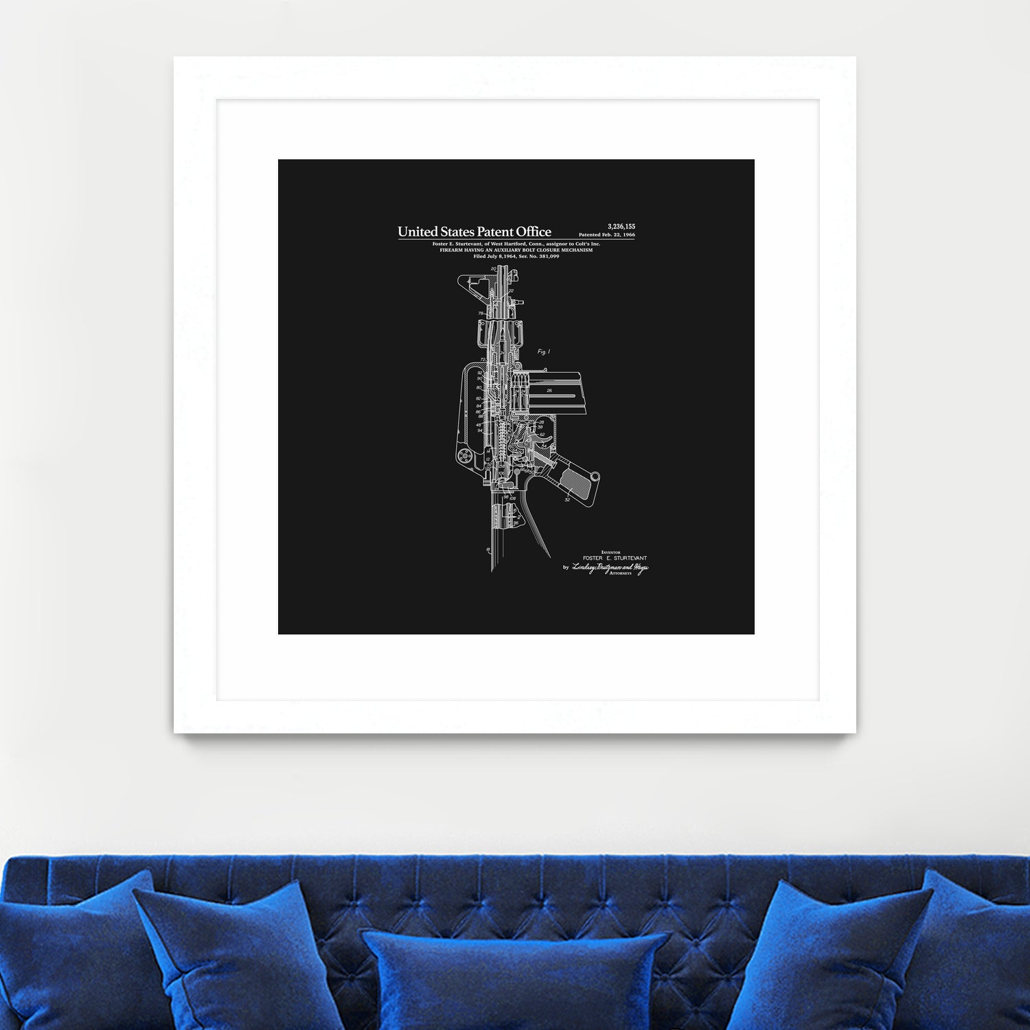 AR-15 Semi-Automatic Rifle Patent - Black by Finlay McNevin on GIANT ART - black typography