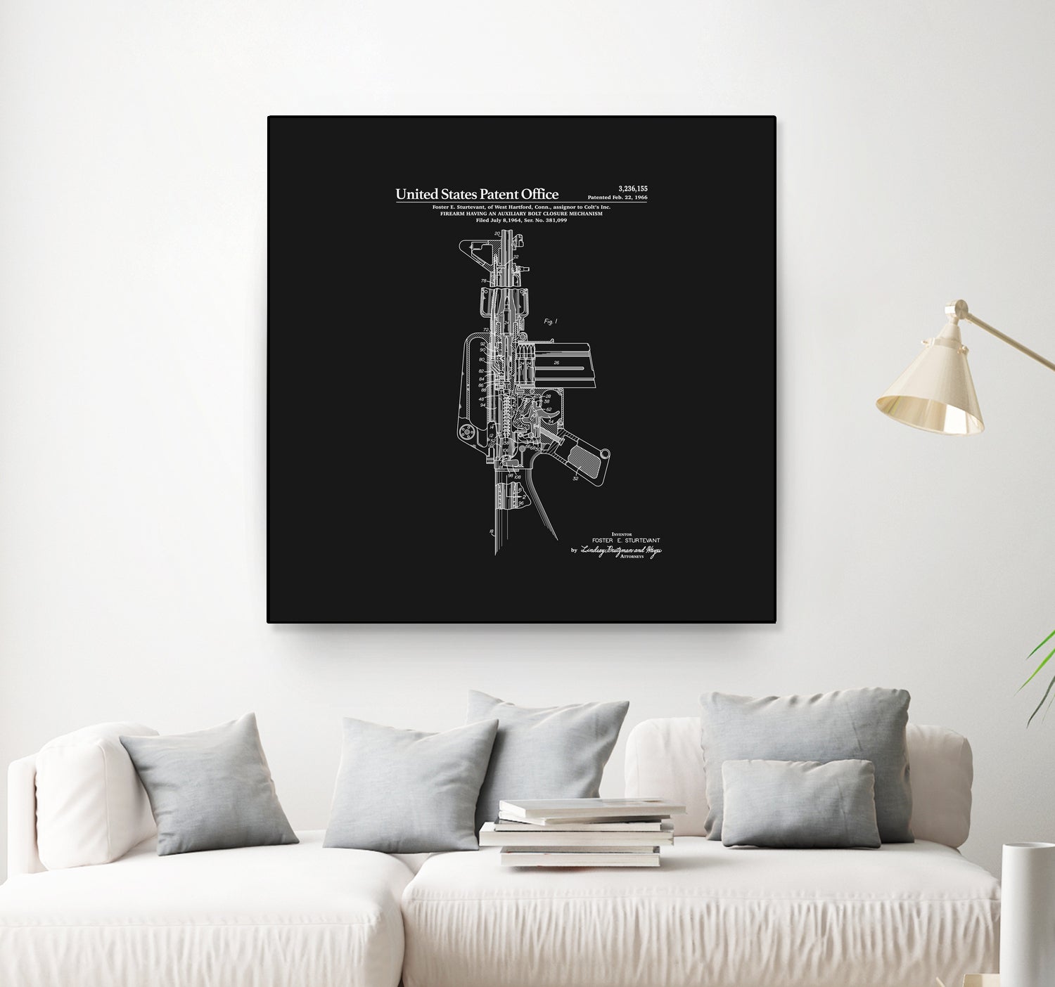 AR-15 Semi-Automatic Rifle Patent - Black by Finlay McNevin on GIANT ART - black typography