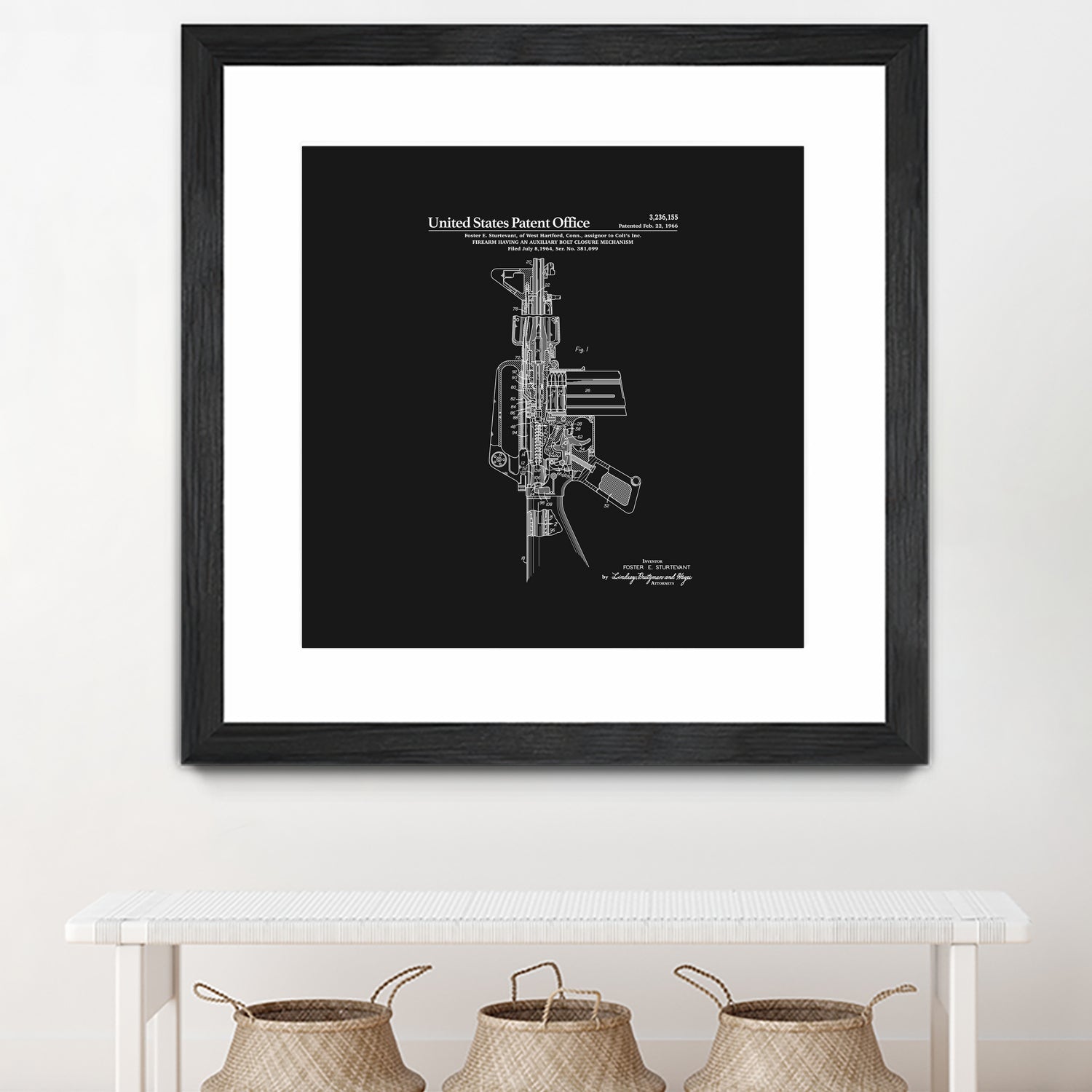 AR-15 Semi-Automatic Rifle Patent - Black by Finlay McNevin on GIANT ART - black typography