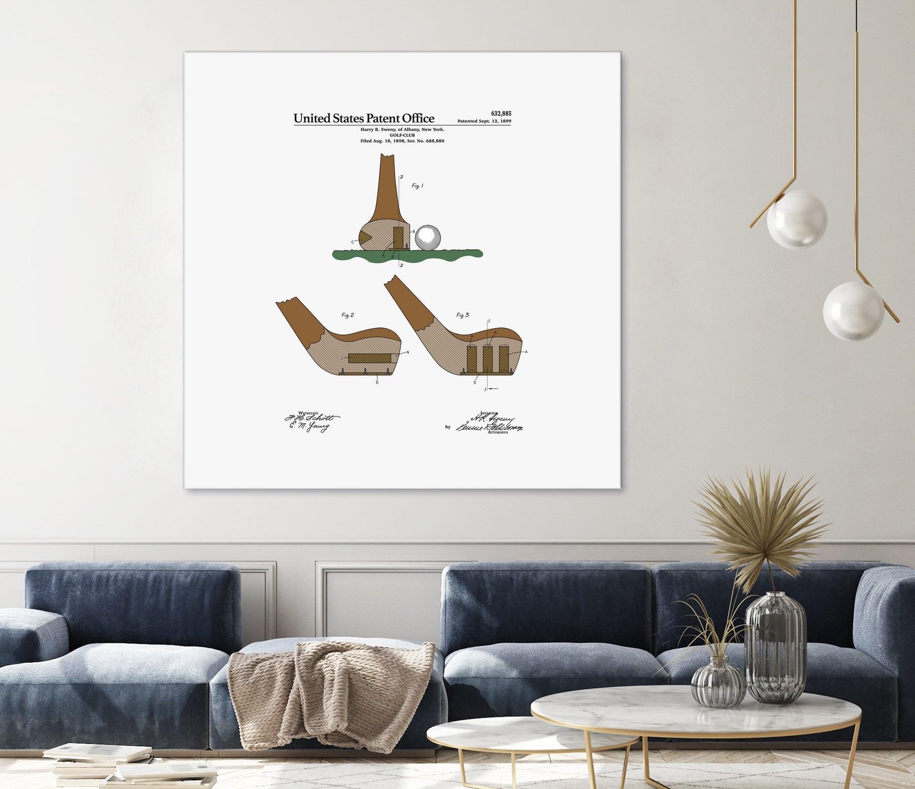 Golf Club Patent by Finlay McNevin on GIANT ART - white typography