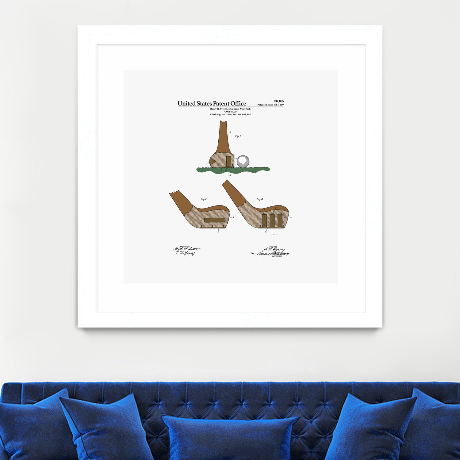 Golf Club Patent by Finlay McNevin on GIANT ART - white typography