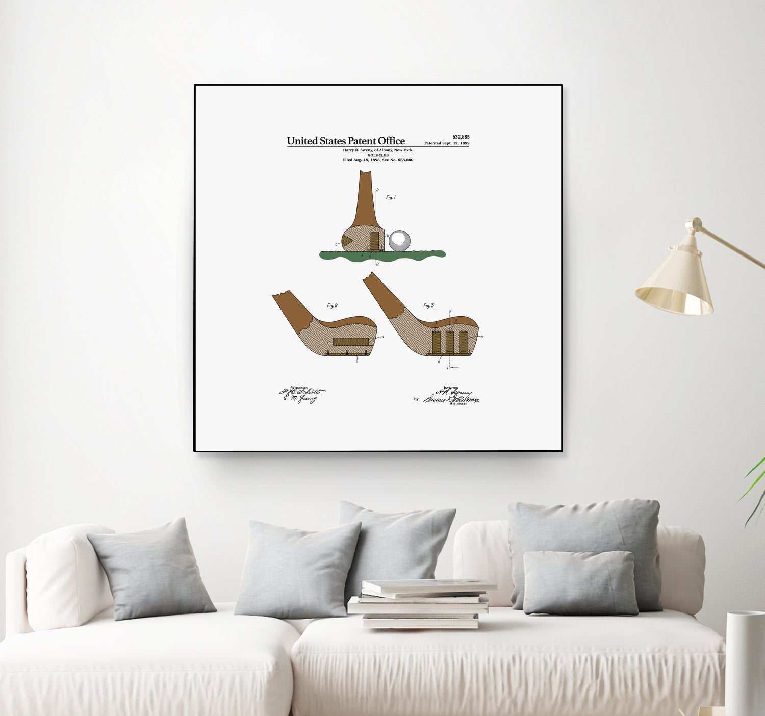 Golf Club Patent by Finlay McNevin on GIANT ART - white typography