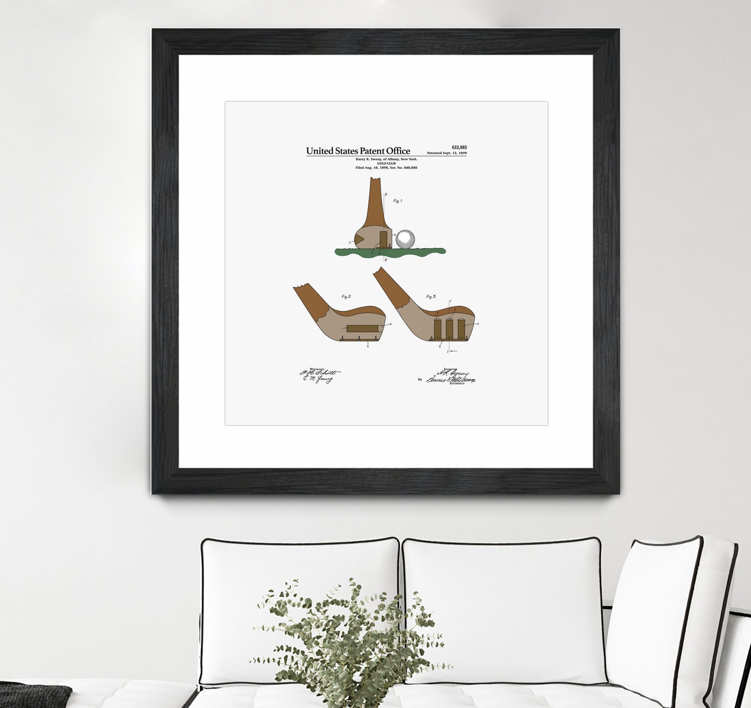 Golf Club Patent by Finlay McNevin on GIANT ART - white typography