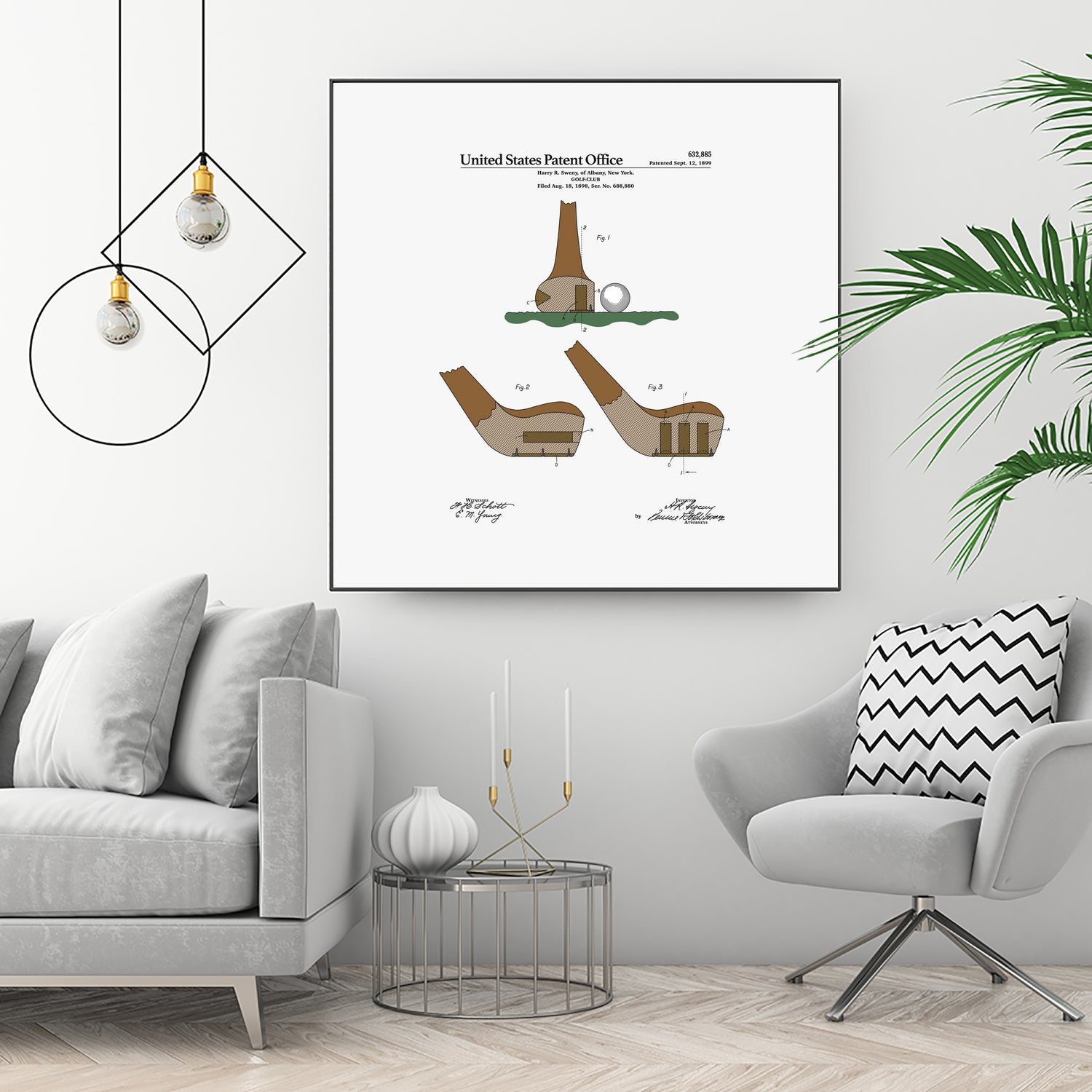 Golf Club Patent by Finlay McNevin on GIANT ART - white typography