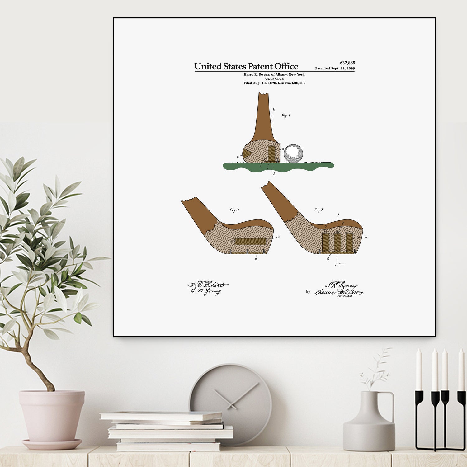 Golf Club Patent by Finlay McNevin on GIANT ART - white typography