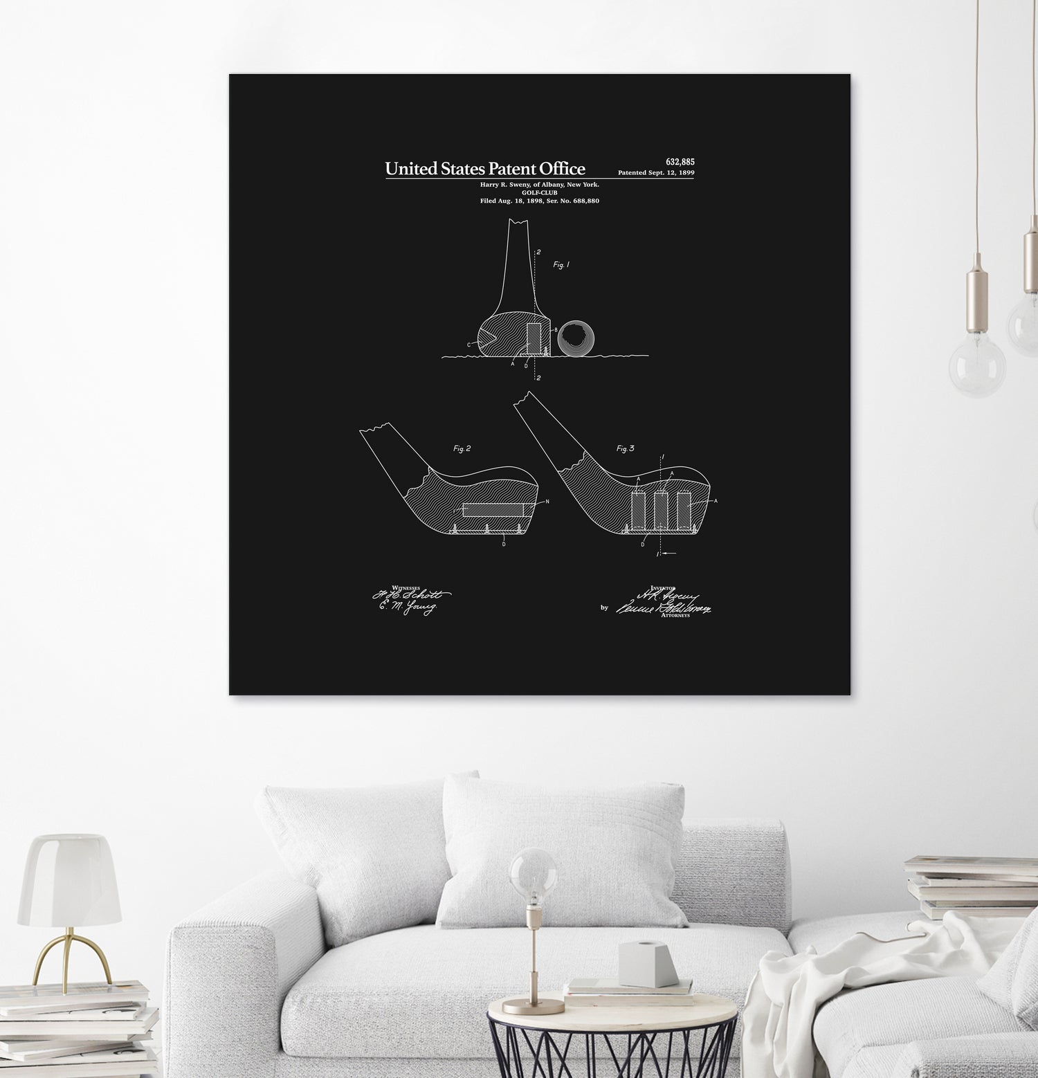 Golf Club Patent - Black by Finlay McNevin on GIANT ART - black typography