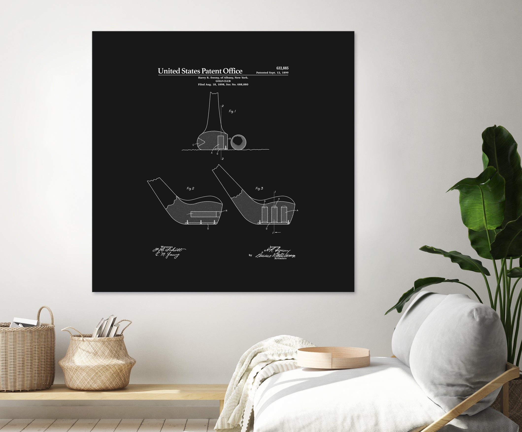 Golf Club Patent - Black by Finlay McNevin on GIANT ART - black typography