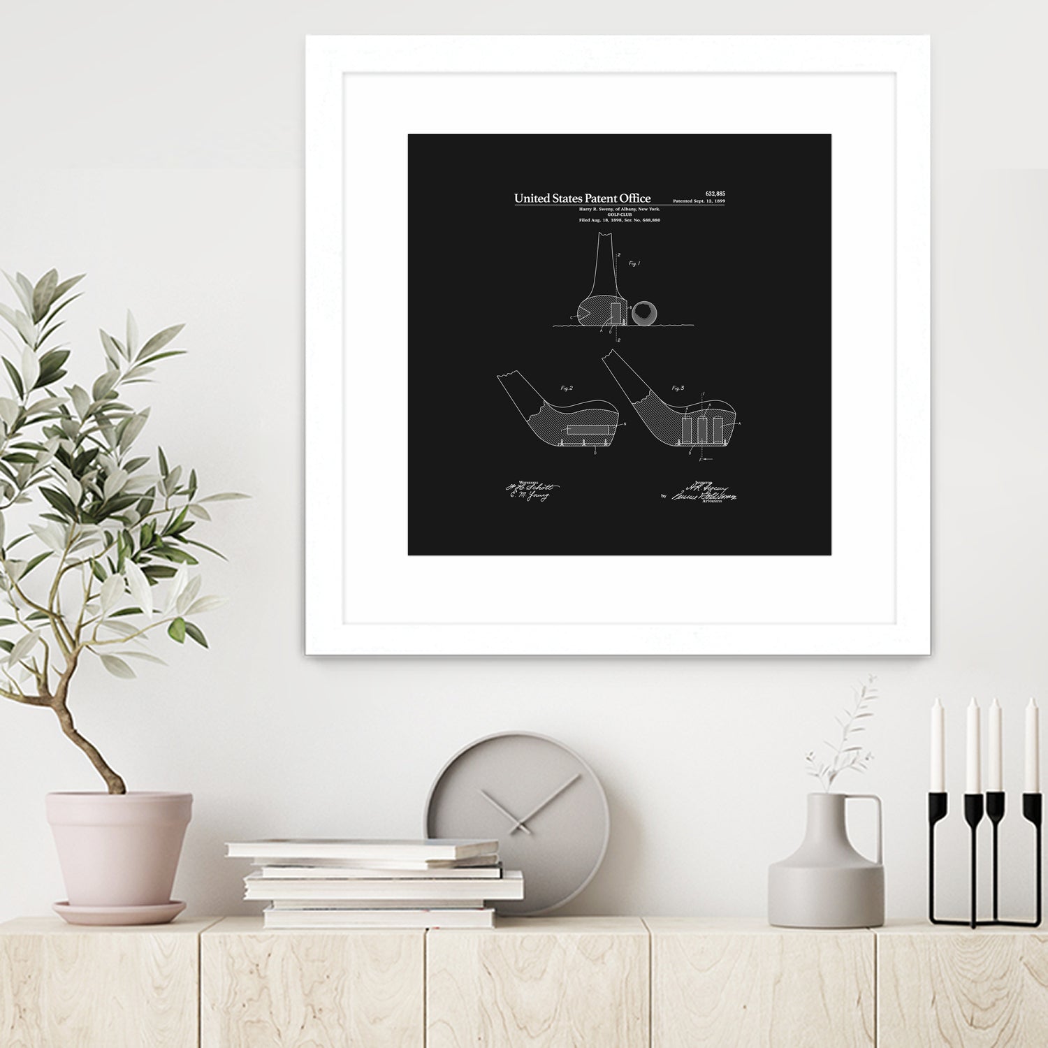 Golf Club Patent - Black by Finlay McNevin on GIANT ART - black typography