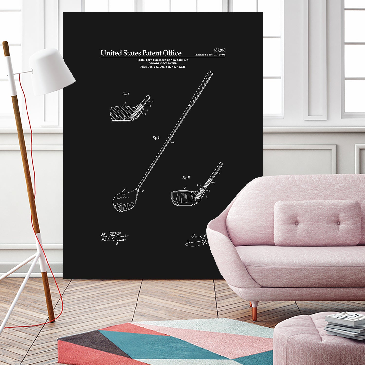 Golf Club Patent v2 - Black by Finlay McNevin on GIANT ART - black typography