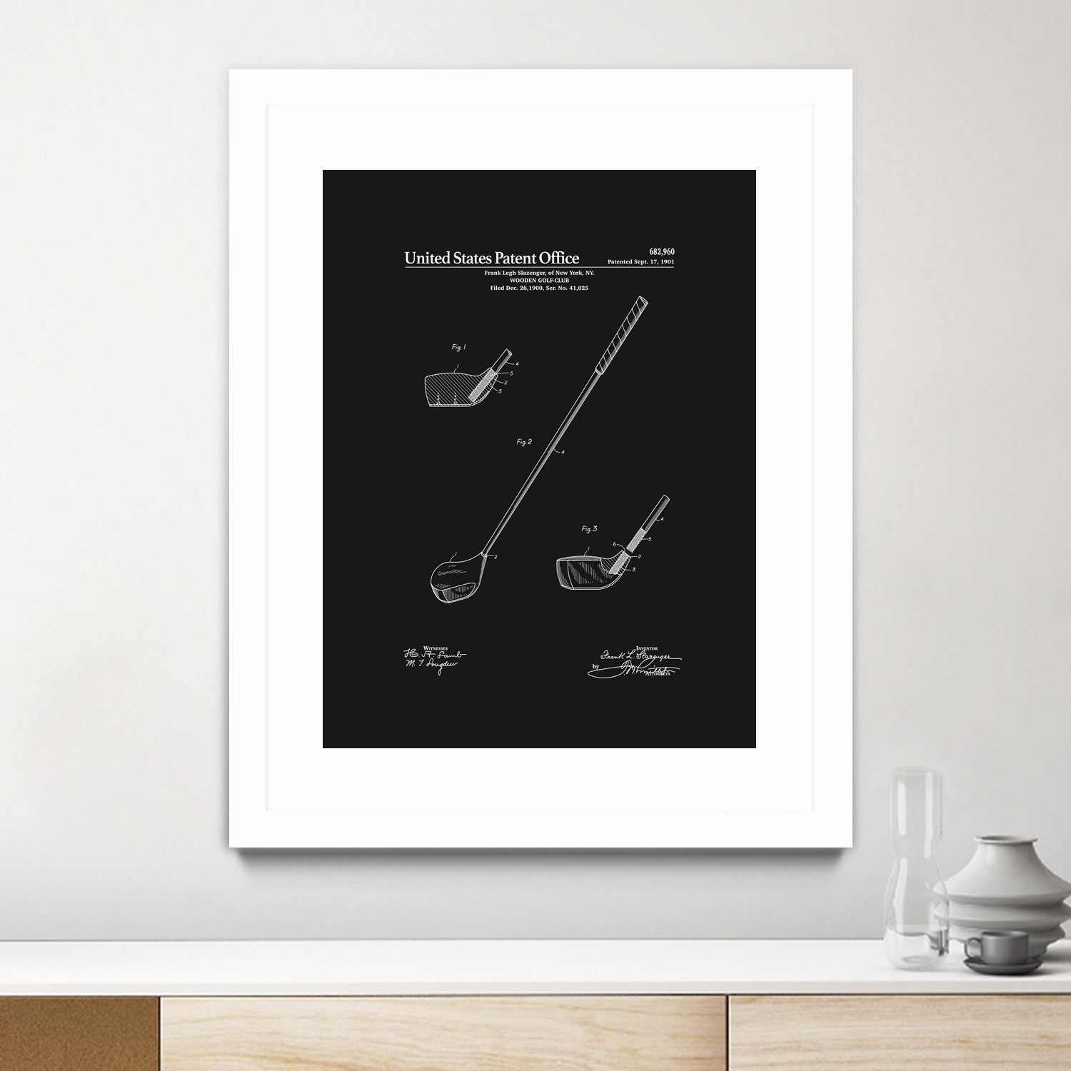 Golf Club Patent v2 - Black by Finlay McNevin on GIANT ART - black typography