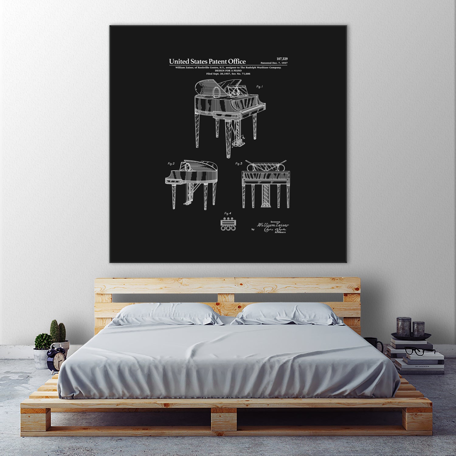 Piano Patent - Black by Finlay McNevin on GIANT ART - black typography