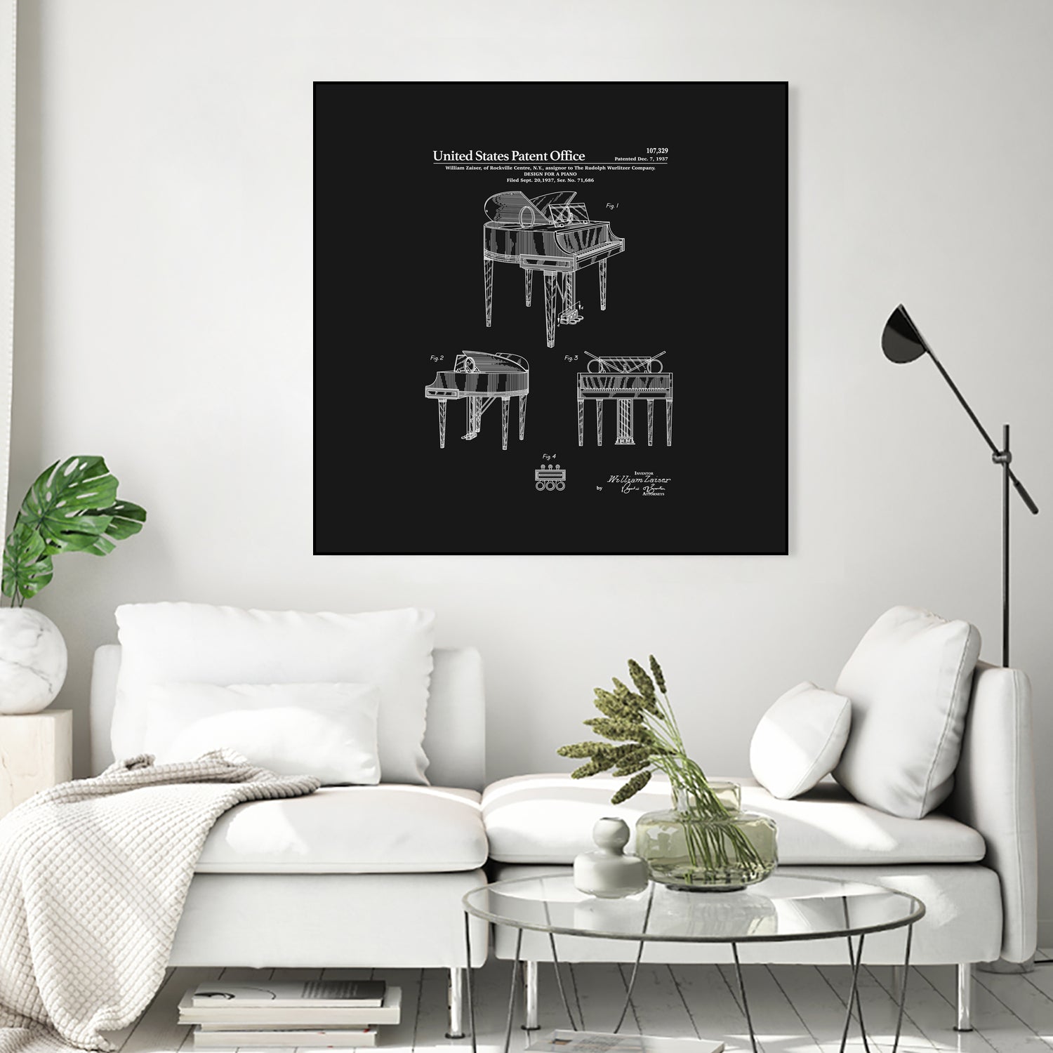 Piano Patent - Black by Finlay McNevin on GIANT ART - black typography