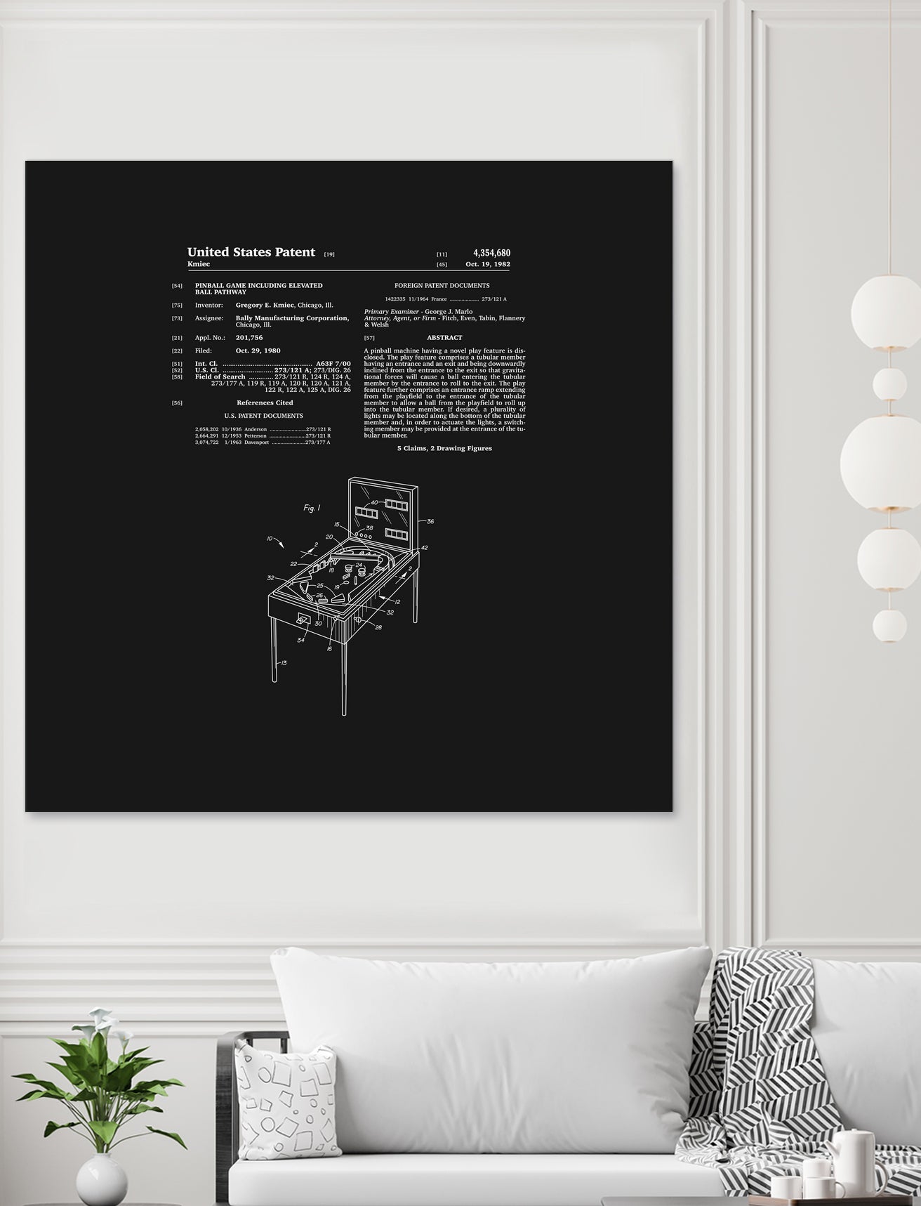 Pinball Machine Patent - Black by Finlay McNevin on GIANT ART - black typography