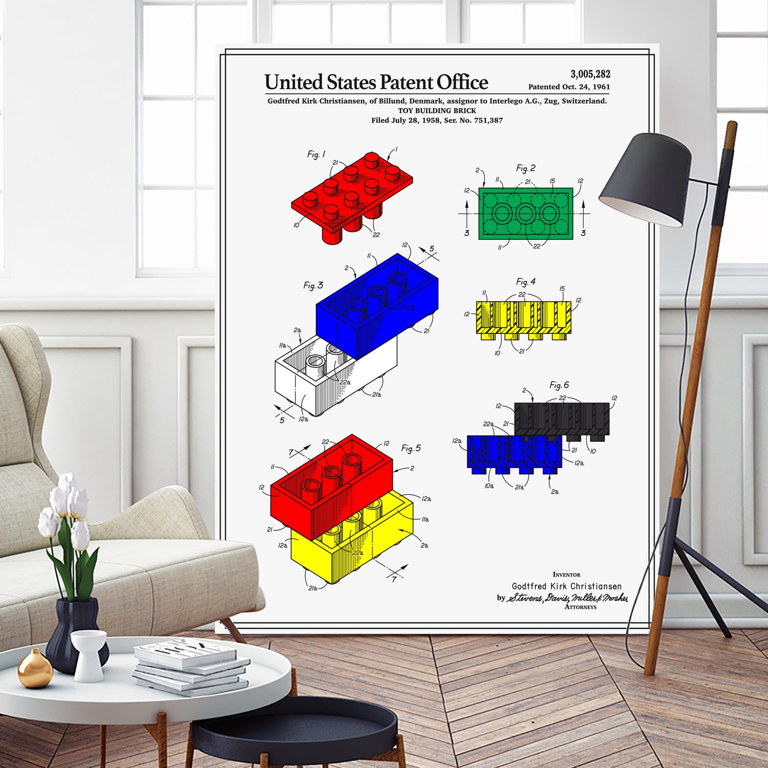 Toy Building Brick Patent by Finlay McNevin on GIANT ART - white typography