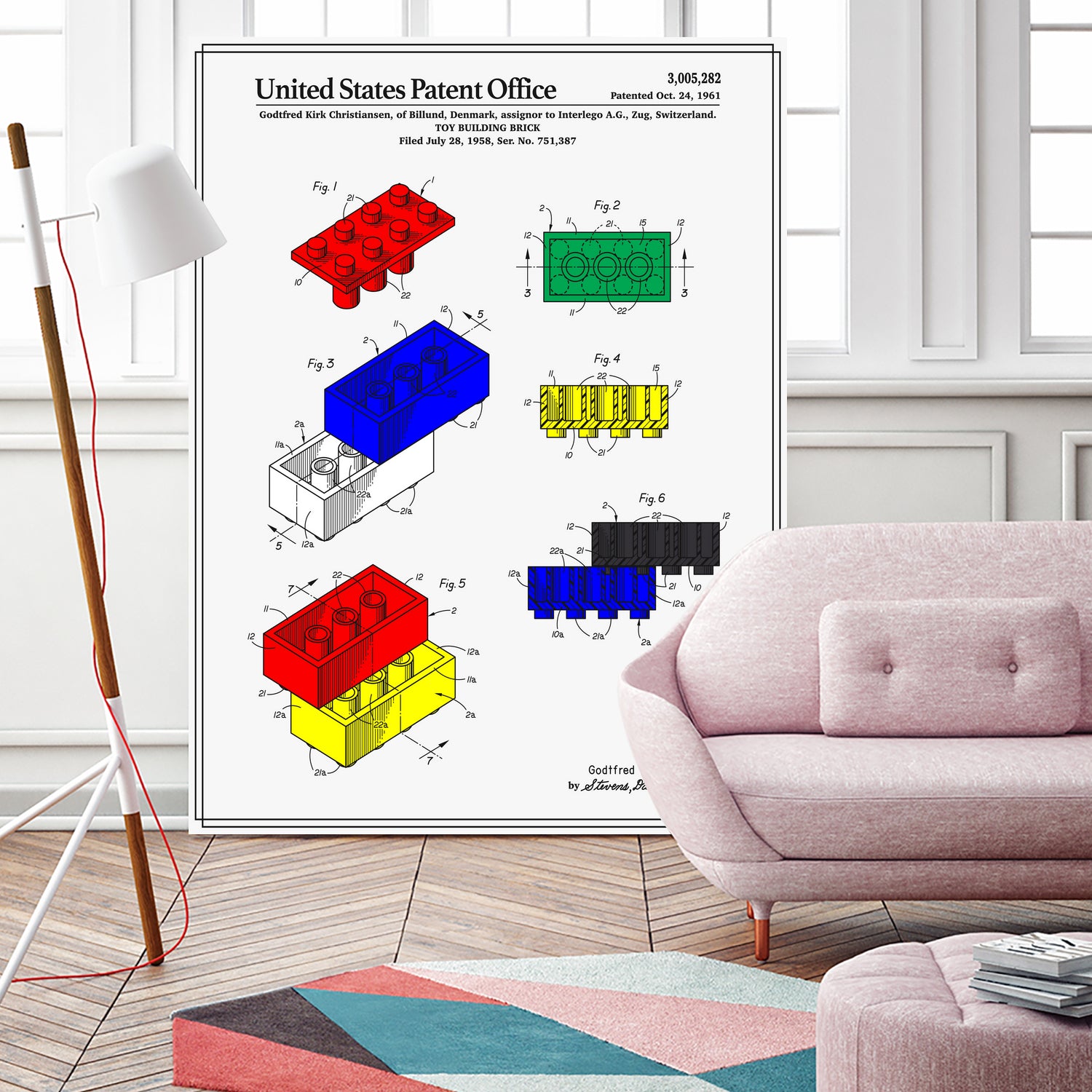 Toy Building Brick Patent by Finlay McNevin on GIANT ART - white typography