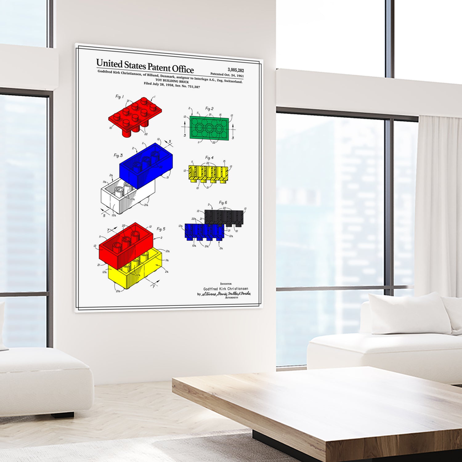 Toy Building Brick Patent by Finlay McNevin on GIANT ART - white typography