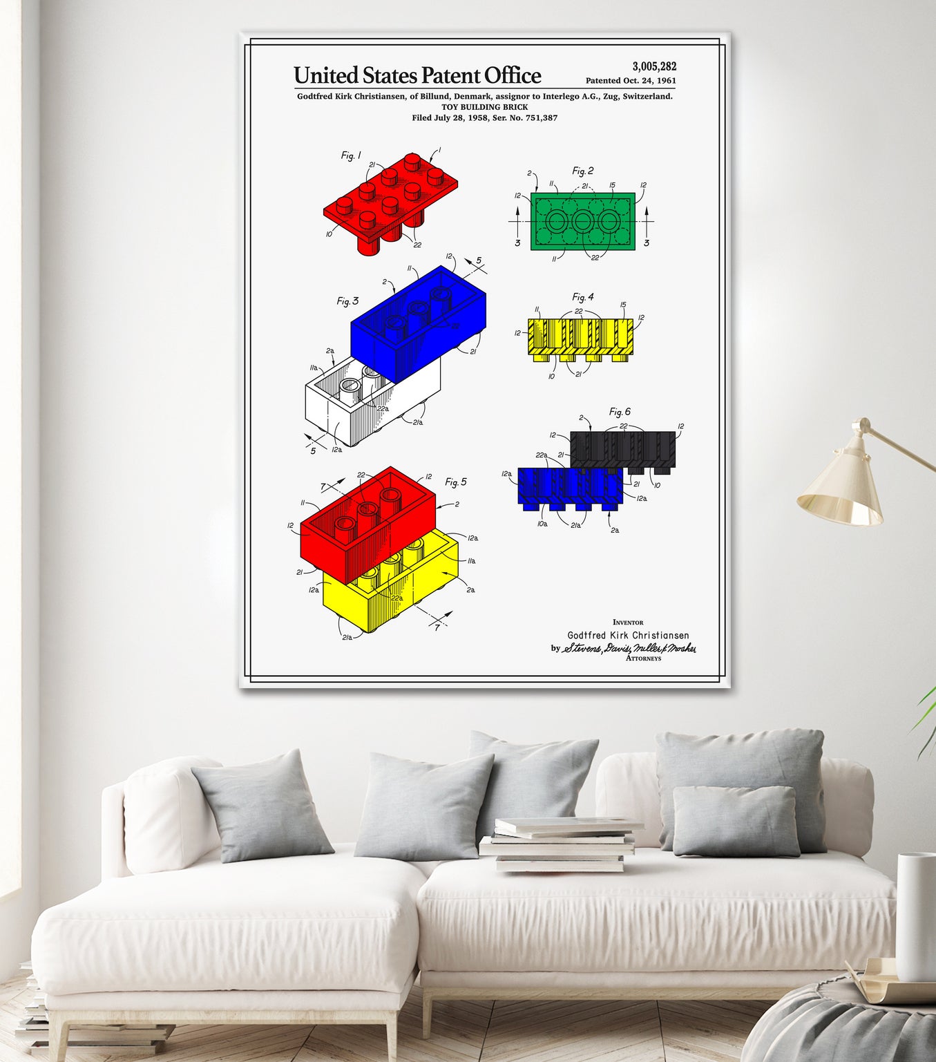 Toy Building Brick Patent by Finlay McNevin on GIANT ART - white typography