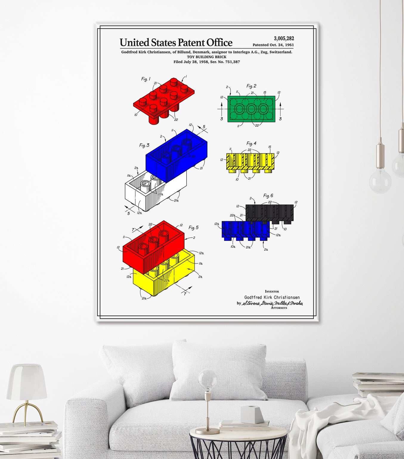 Toy Building Brick Patent by Finlay McNevin on GIANT ART - white typography