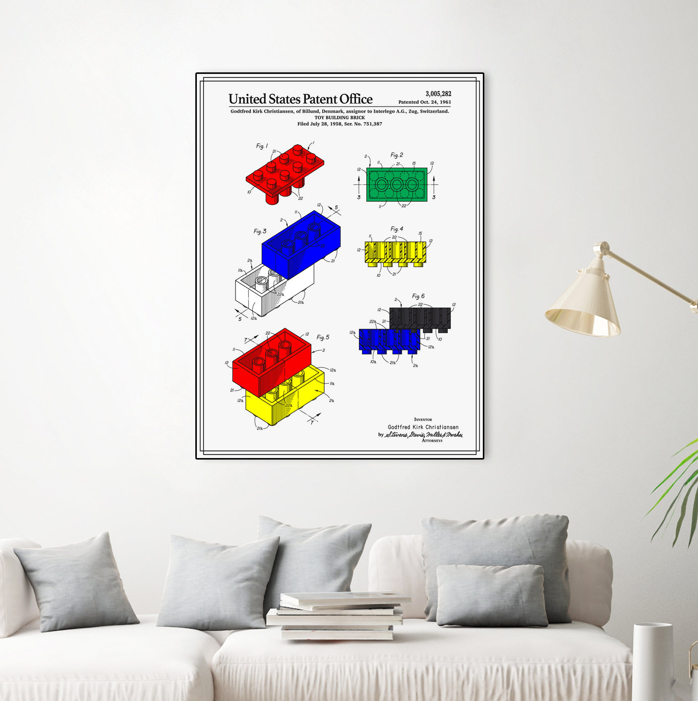 Toy Building Brick Patent by Finlay McNevin on GIANT ART - white typography