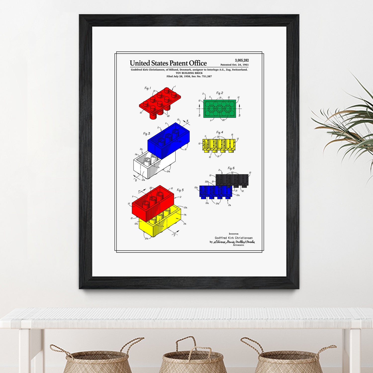 Toy Building Brick Patent by Finlay McNevin on GIANT ART - white typography