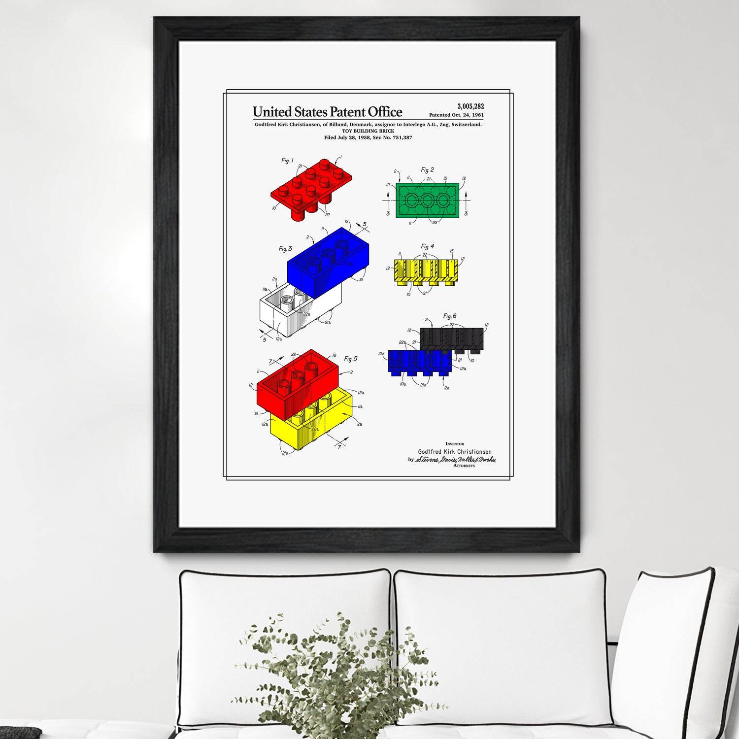 Toy Building Brick Patent by Finlay McNevin on GIANT ART - white typography