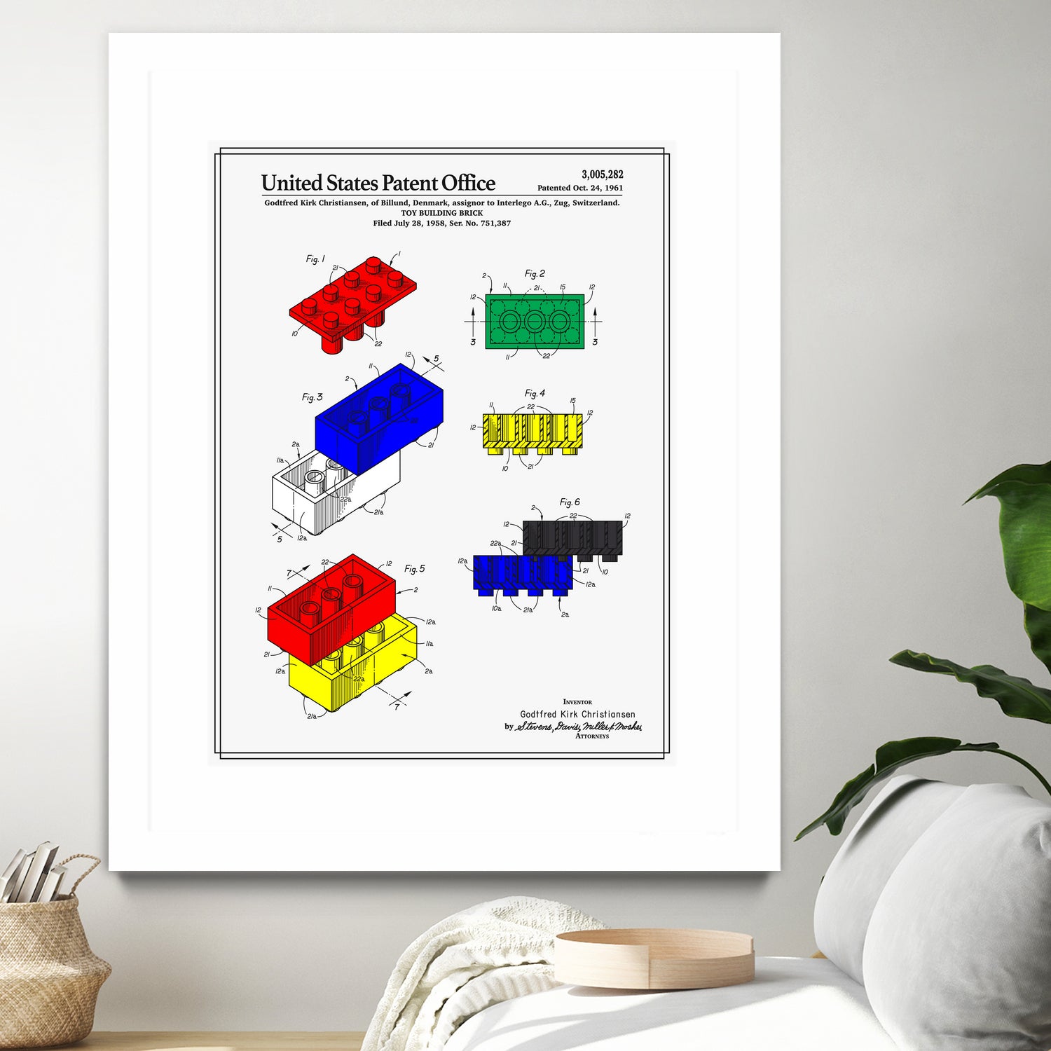 Toy Building Brick Patent by Finlay McNevin on GIANT ART - white typography