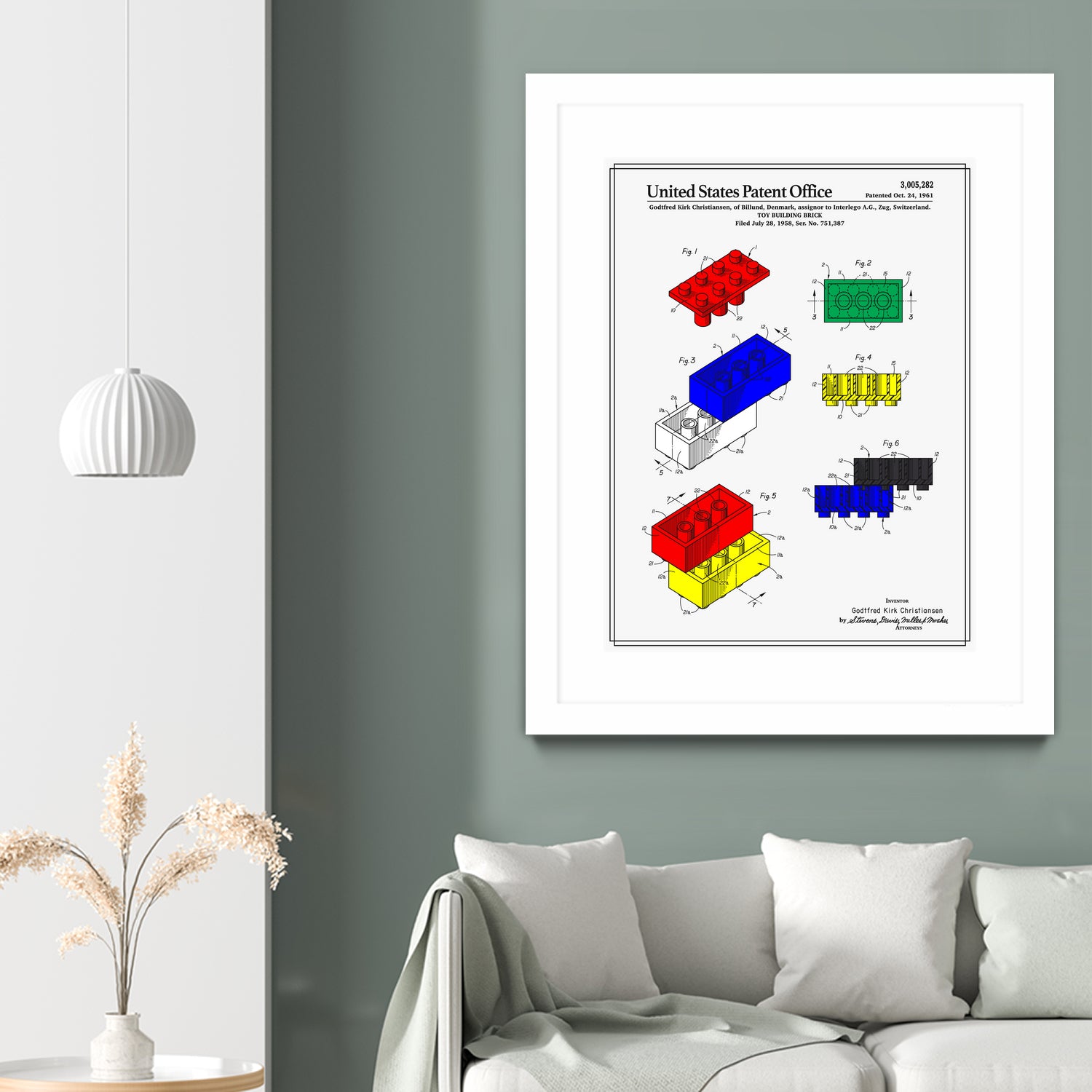 Toy Building Brick Patent by Finlay McNevin on GIANT ART - white typography