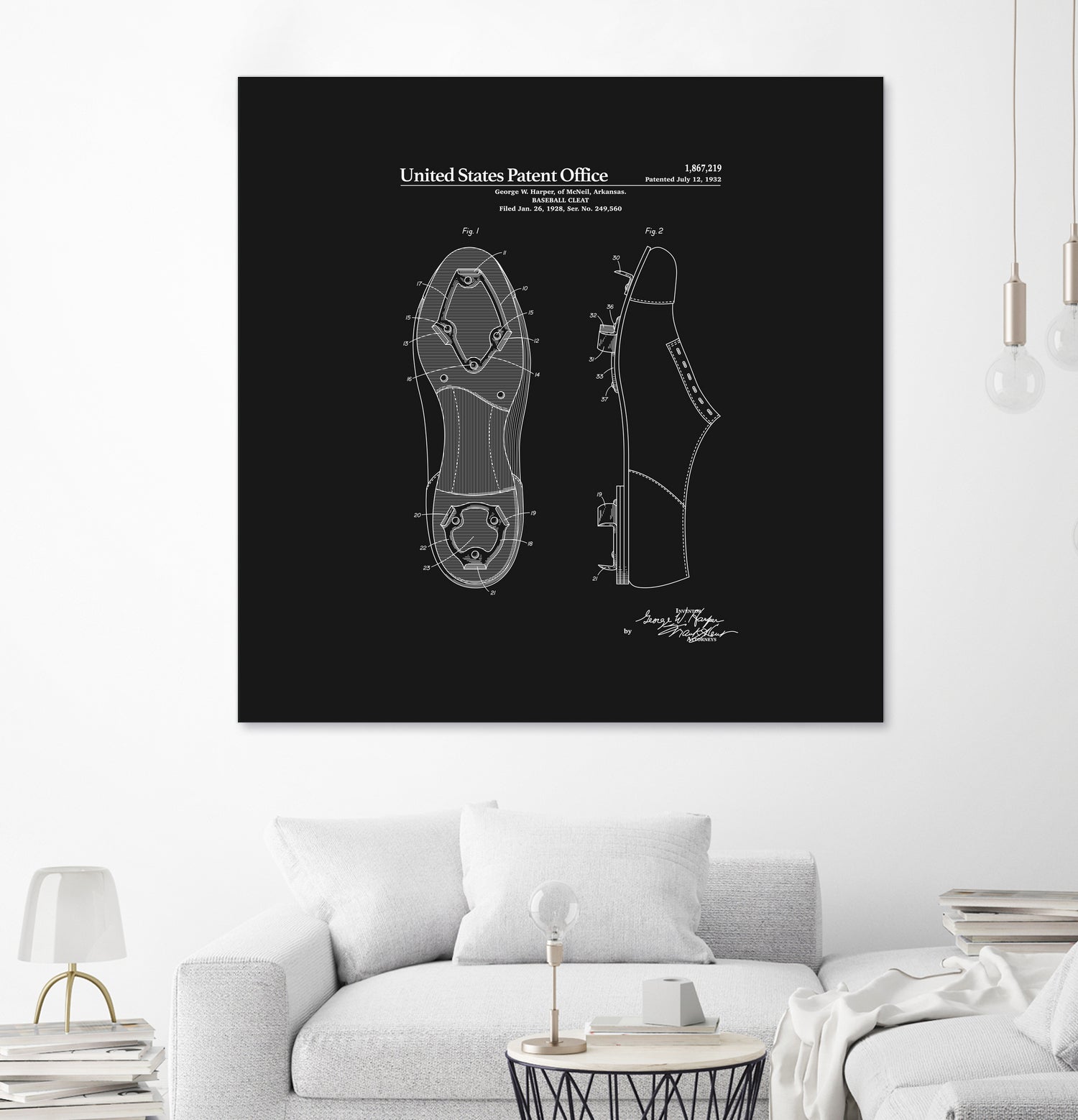 Baseball Cleat Patent - Black by Finlay McNevin on GIANT ART - black typography