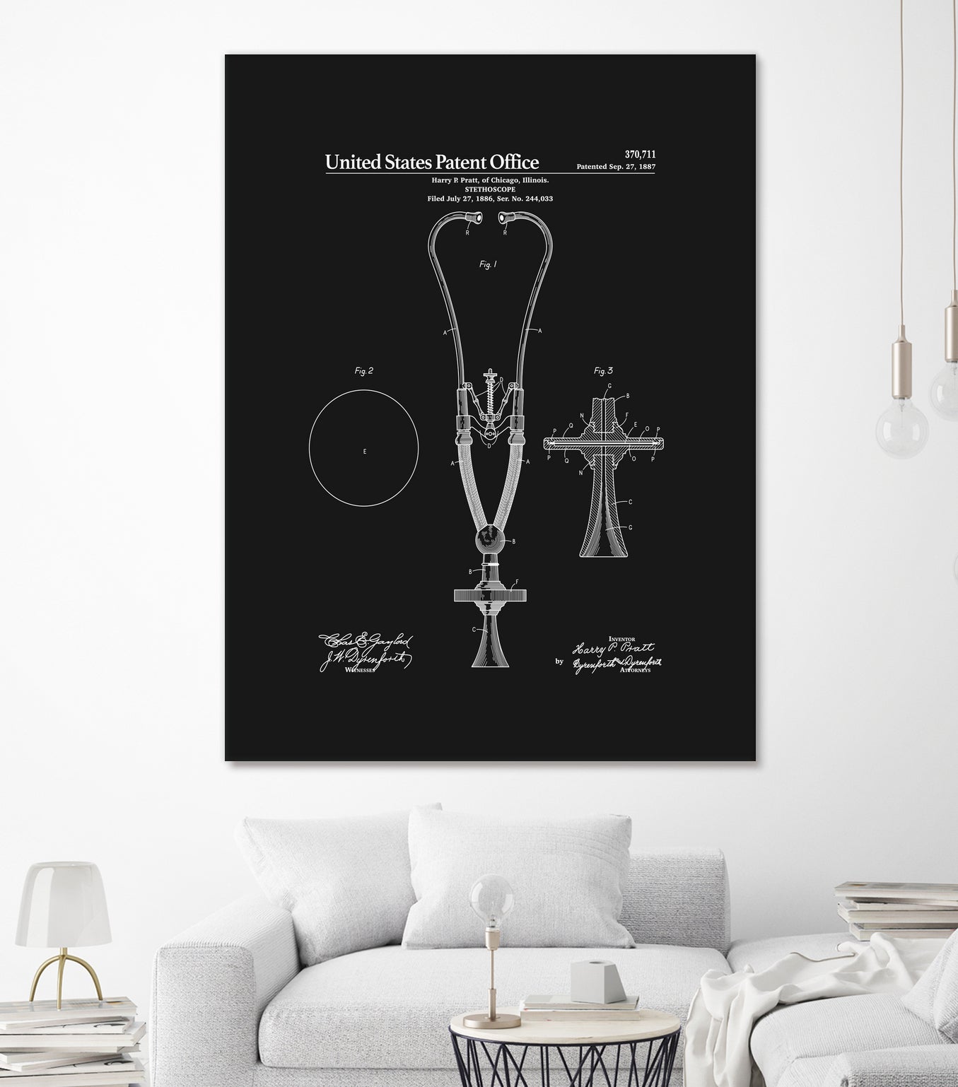 Stethoscope Patent - Black by Finlay McNevin on GIANT ART - black typography