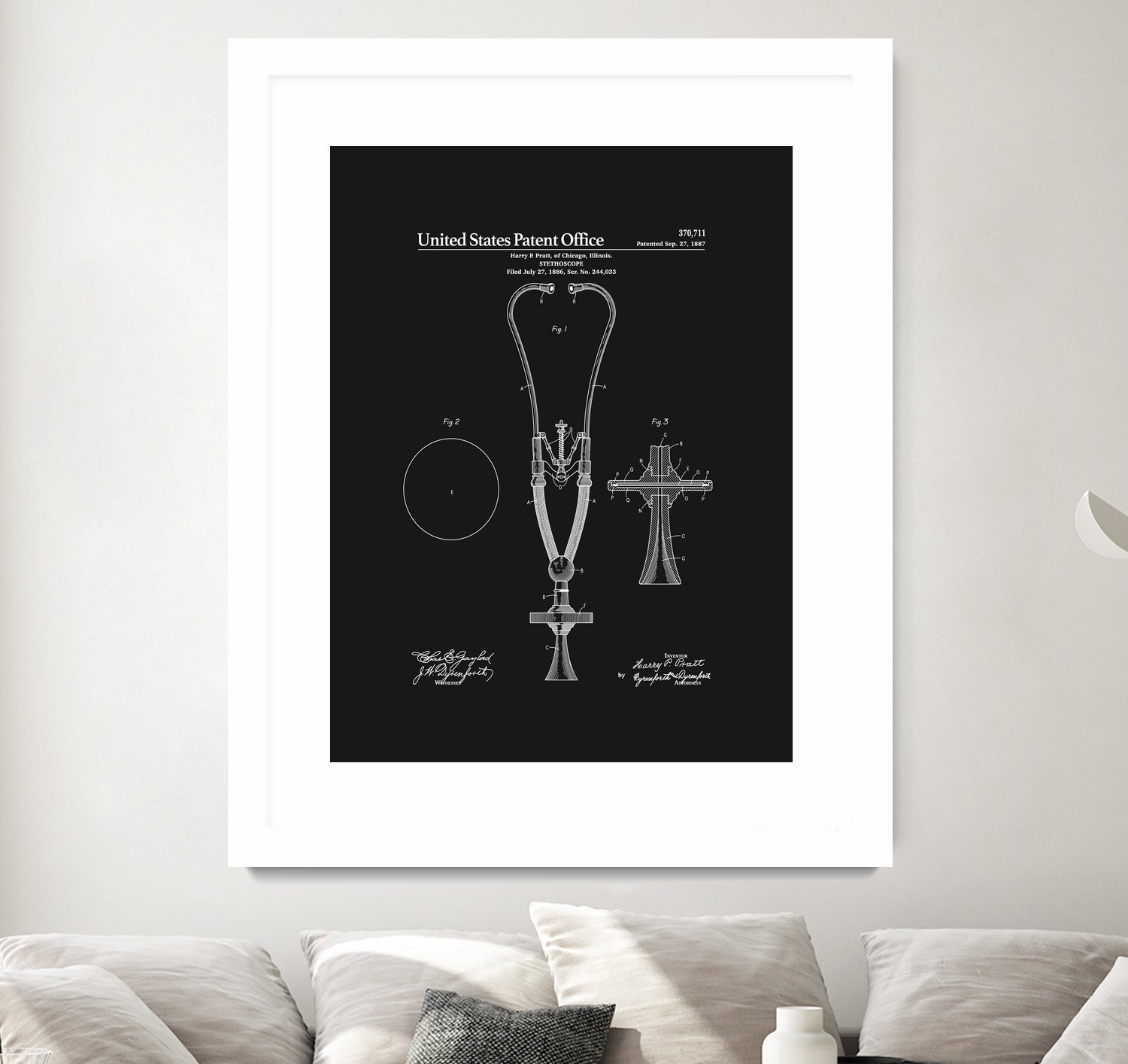 Stethoscope Patent - Black by Finlay McNevin on GIANT ART - black typography