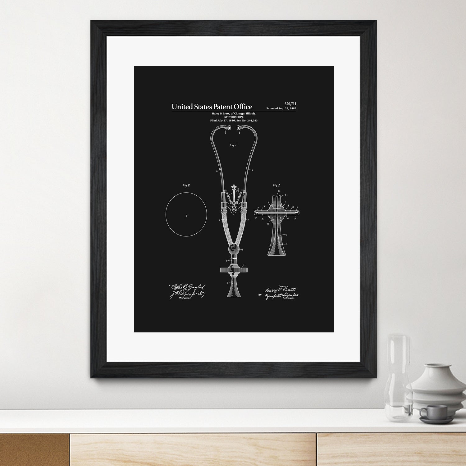 Stethoscope Patent - Black by Finlay McNevin on GIANT ART - black typography