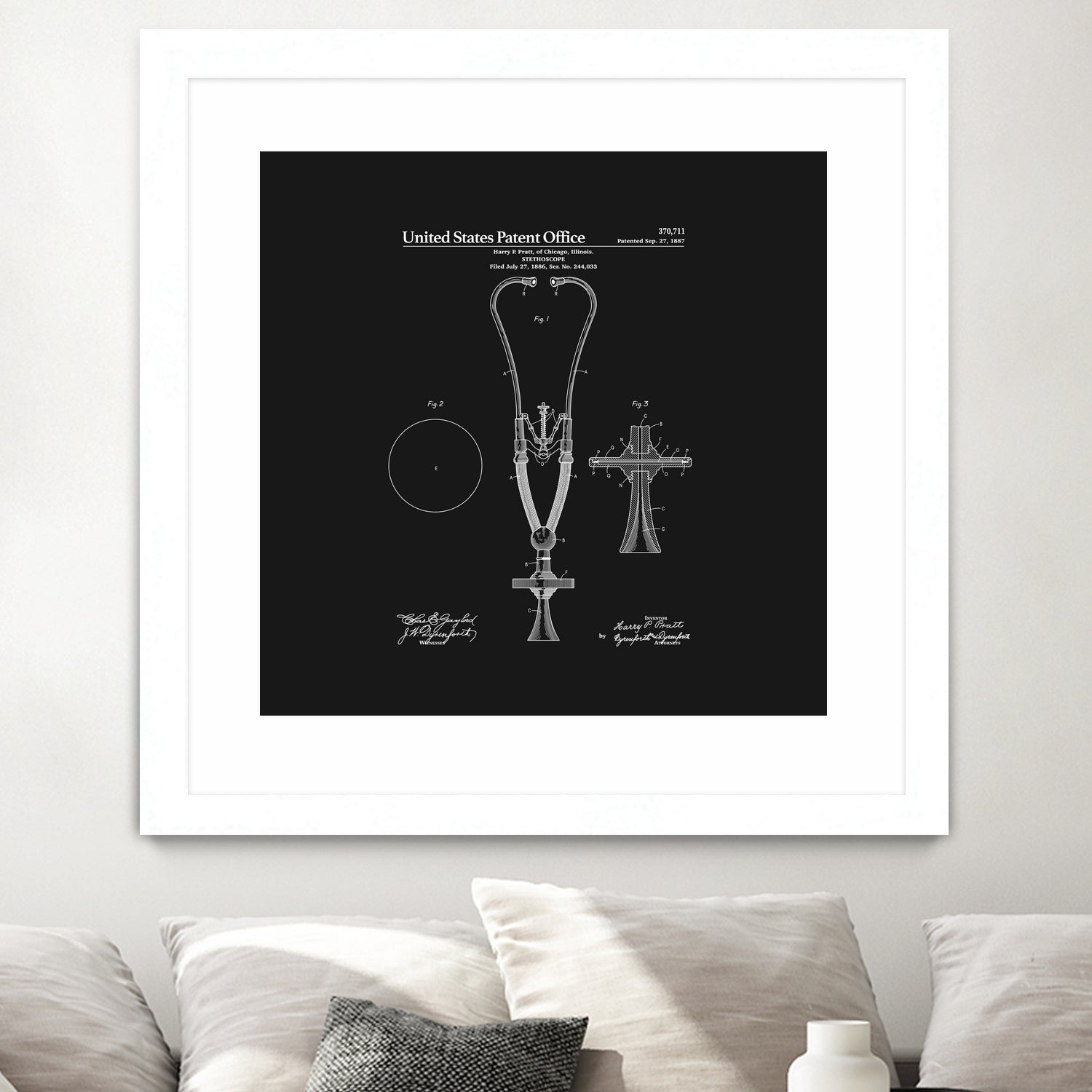 Stethoscope Patent - Black by Finlay McNevin on GIANT ART - black typography