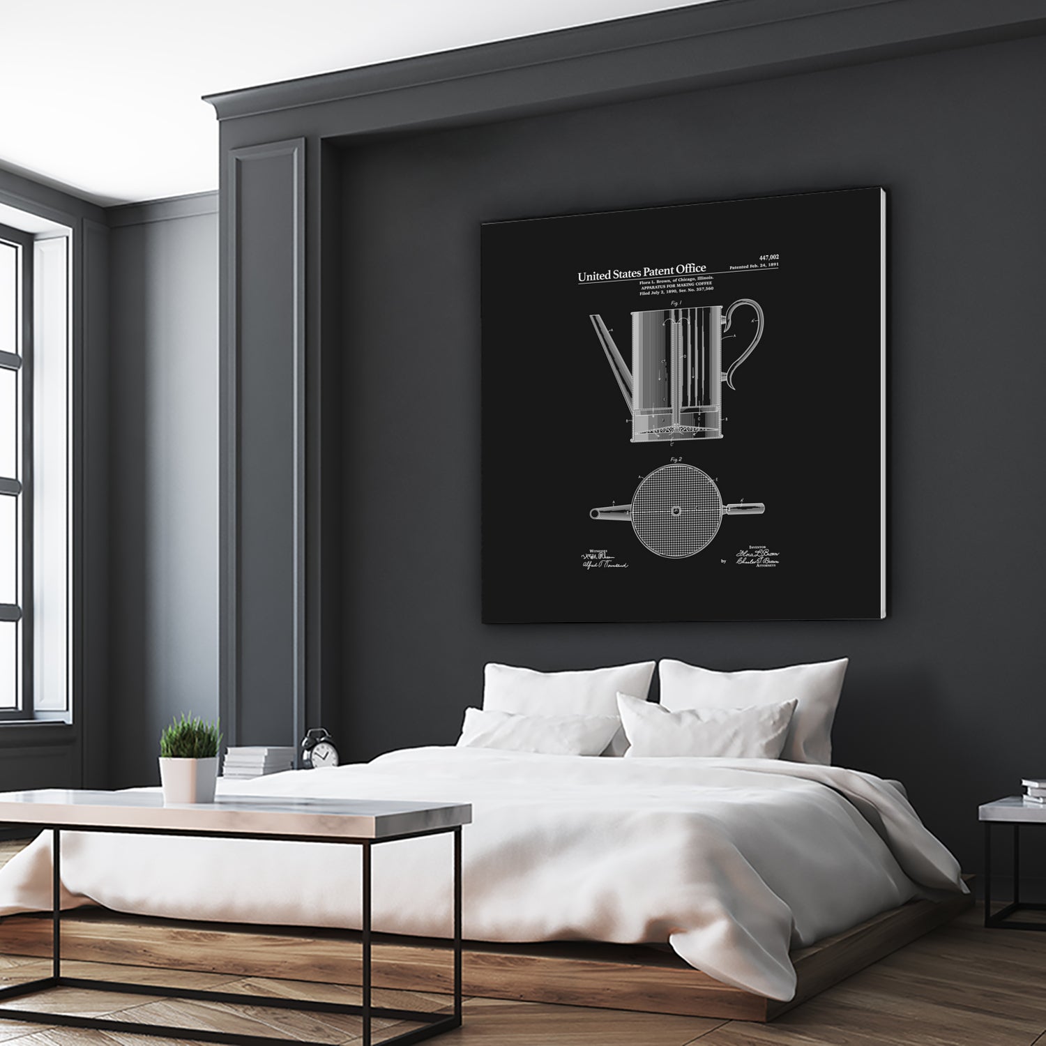 Coffee Press Patent - Black by Finlay McNevin on GIANT ART - black typography