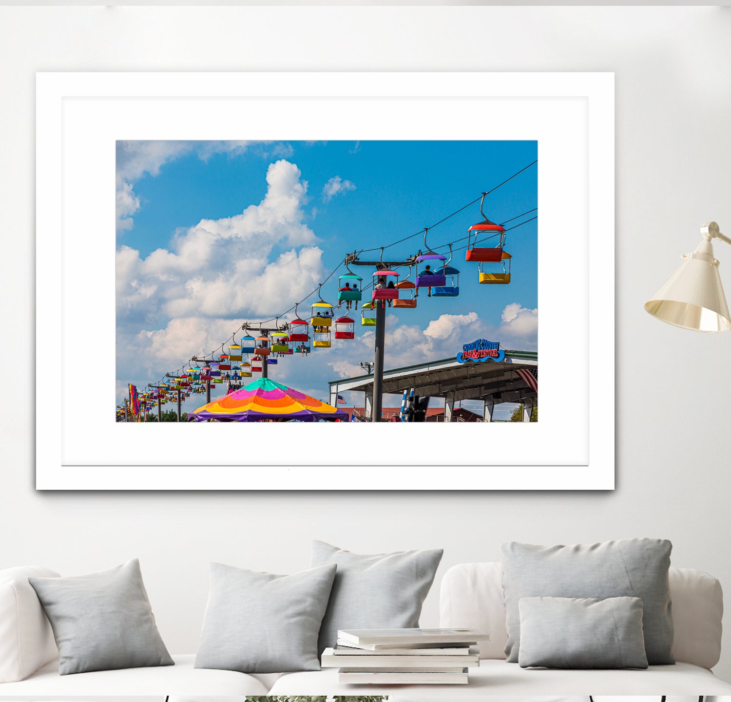 Skylift Over Cumming Fair by Darryl Brooks on GIANT ART - blue photo illustration