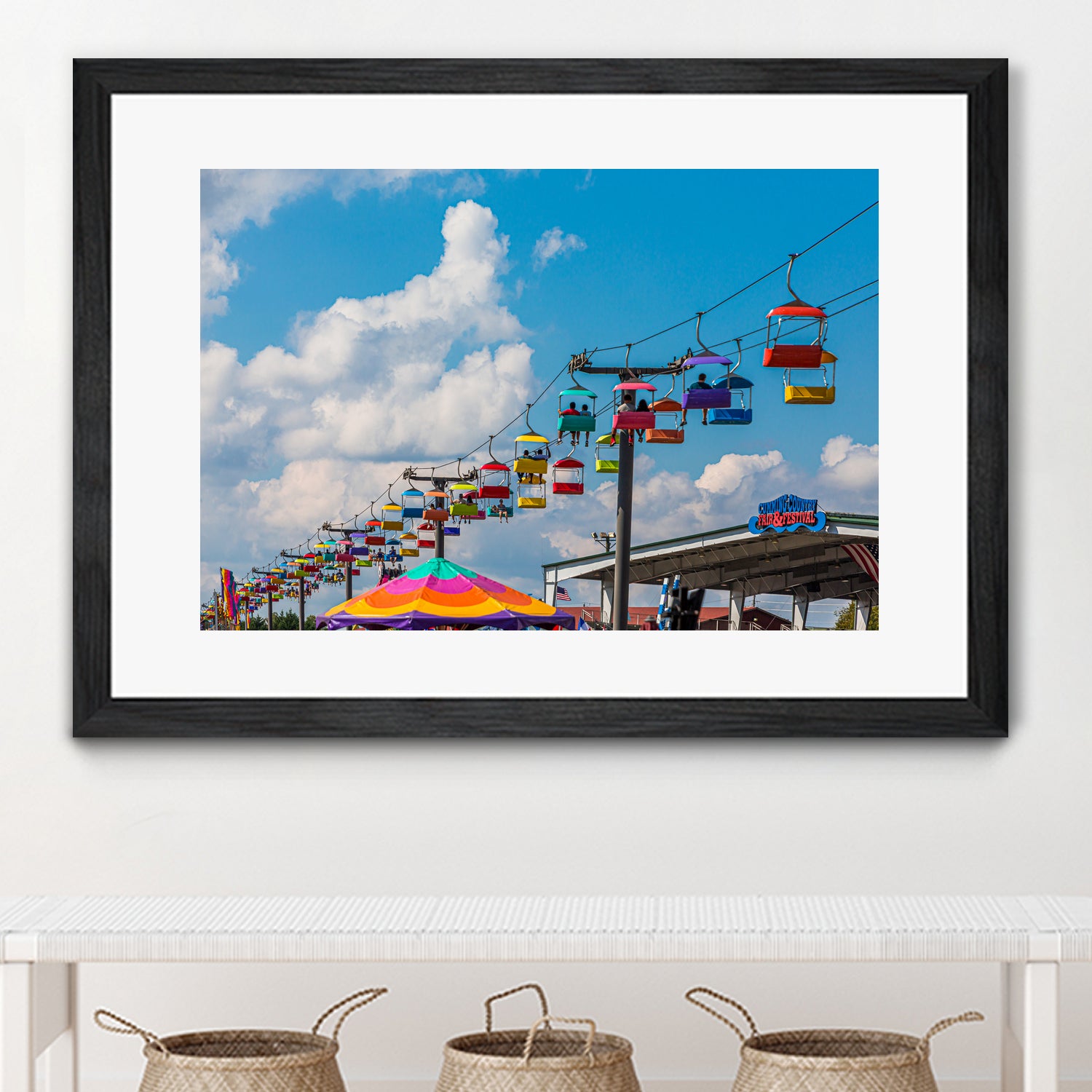 Skylift Over Cumming Fair by Darryl Brooks on GIANT ART - blue photo illustration