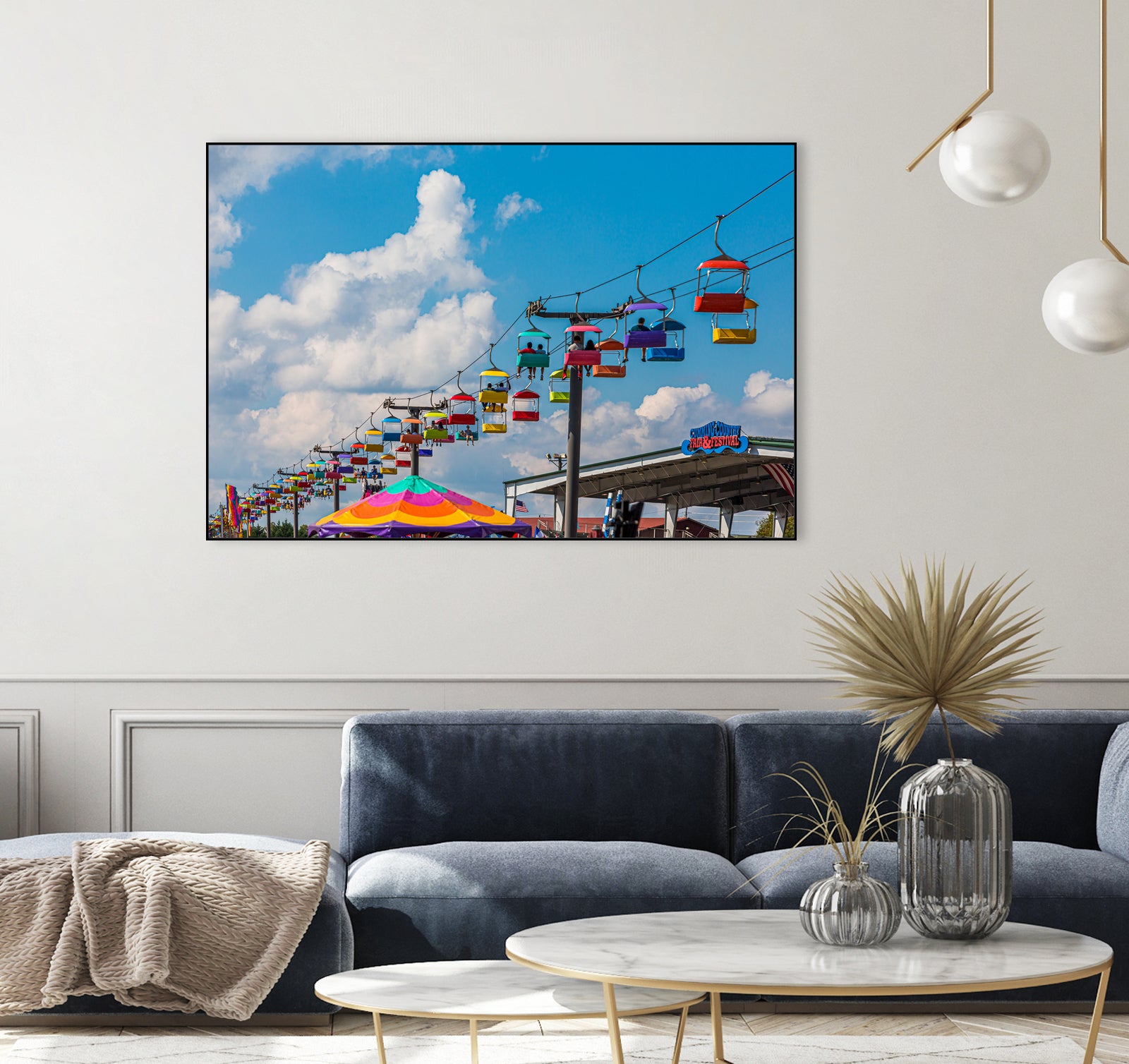 Skylift Over Cumming Fair by Darryl Brooks on GIANT ART - blue photo illustration