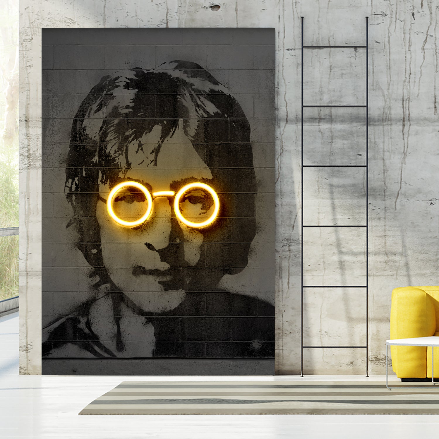 John Lennon by Octavian Mihai Mielu on GIANT ART - yellow photo manipulation