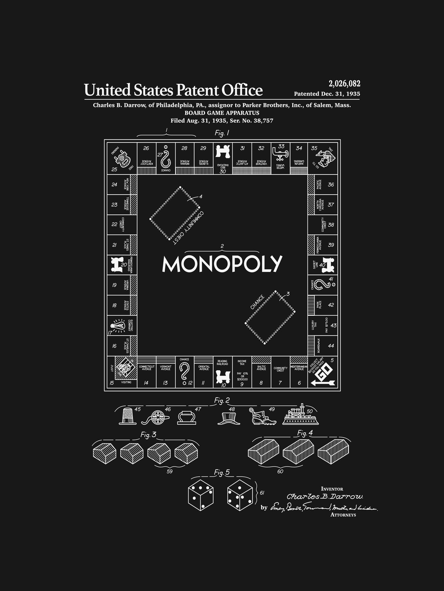 Board Game Patent - Black by Finlay McNevin on GIANT ART - black typography