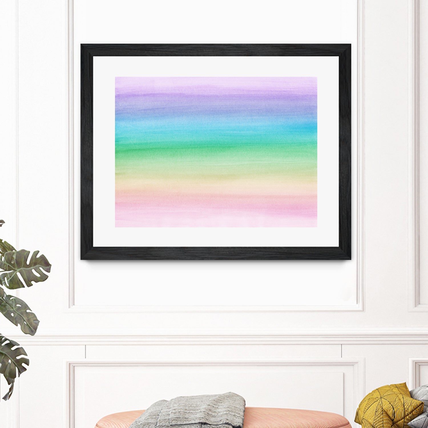 Pastel Unicorn Rainbow Watercolor Dream #1 #painting by Anita & Bella Jantz on GIANT ART - fuchsia digital painting