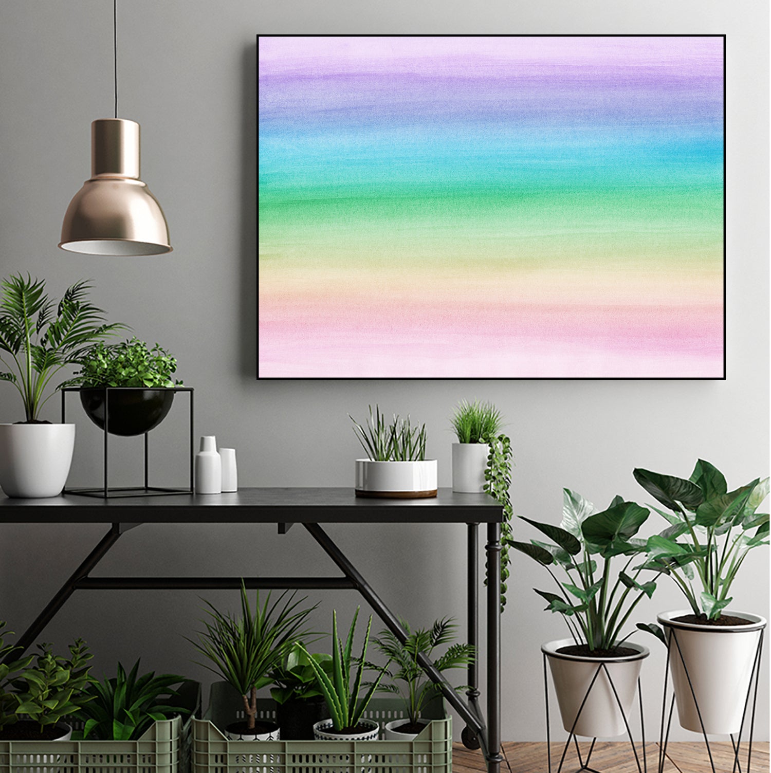 Pastel Unicorn Rainbow Watercolor Dream #1 #painting by Anita & Bella Jantz on GIANT ART - fuchsia digital painting