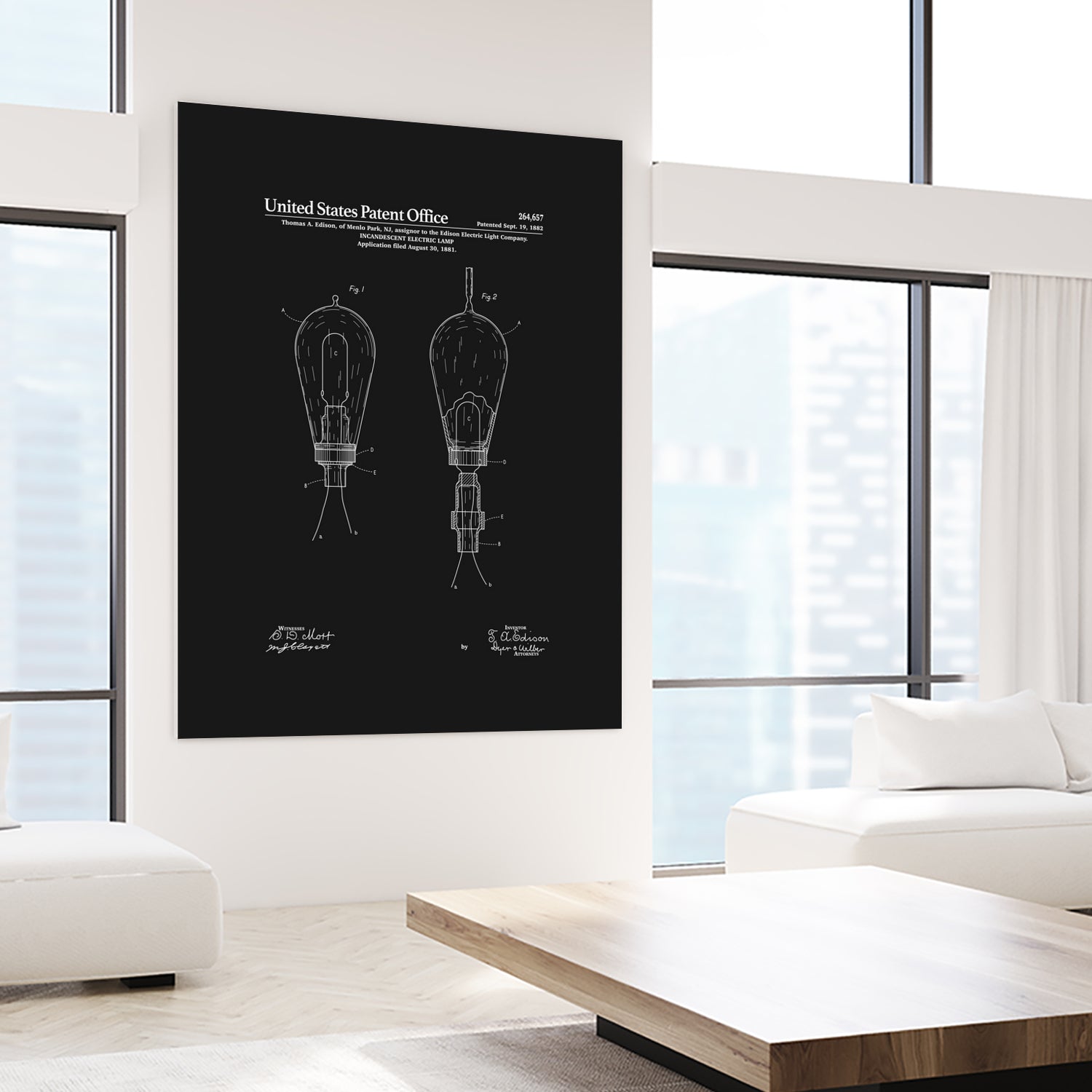 Thomas Edison Light Bulb Patent - Black by Finlay McNevin on GIANT ART - black typography