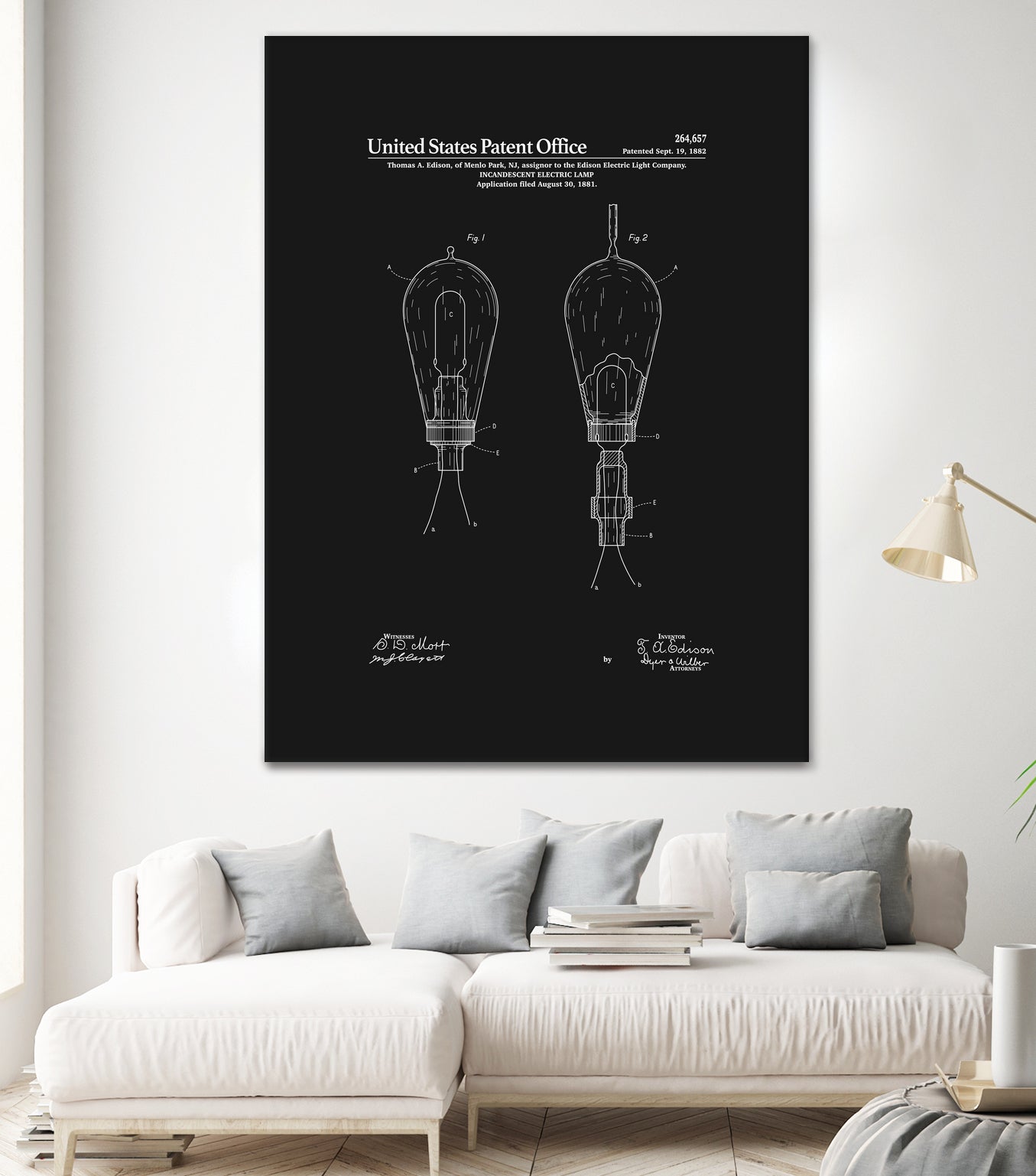 Thomas Edison Light Bulb Patent - Black by Finlay McNevin on GIANT ART - black typography