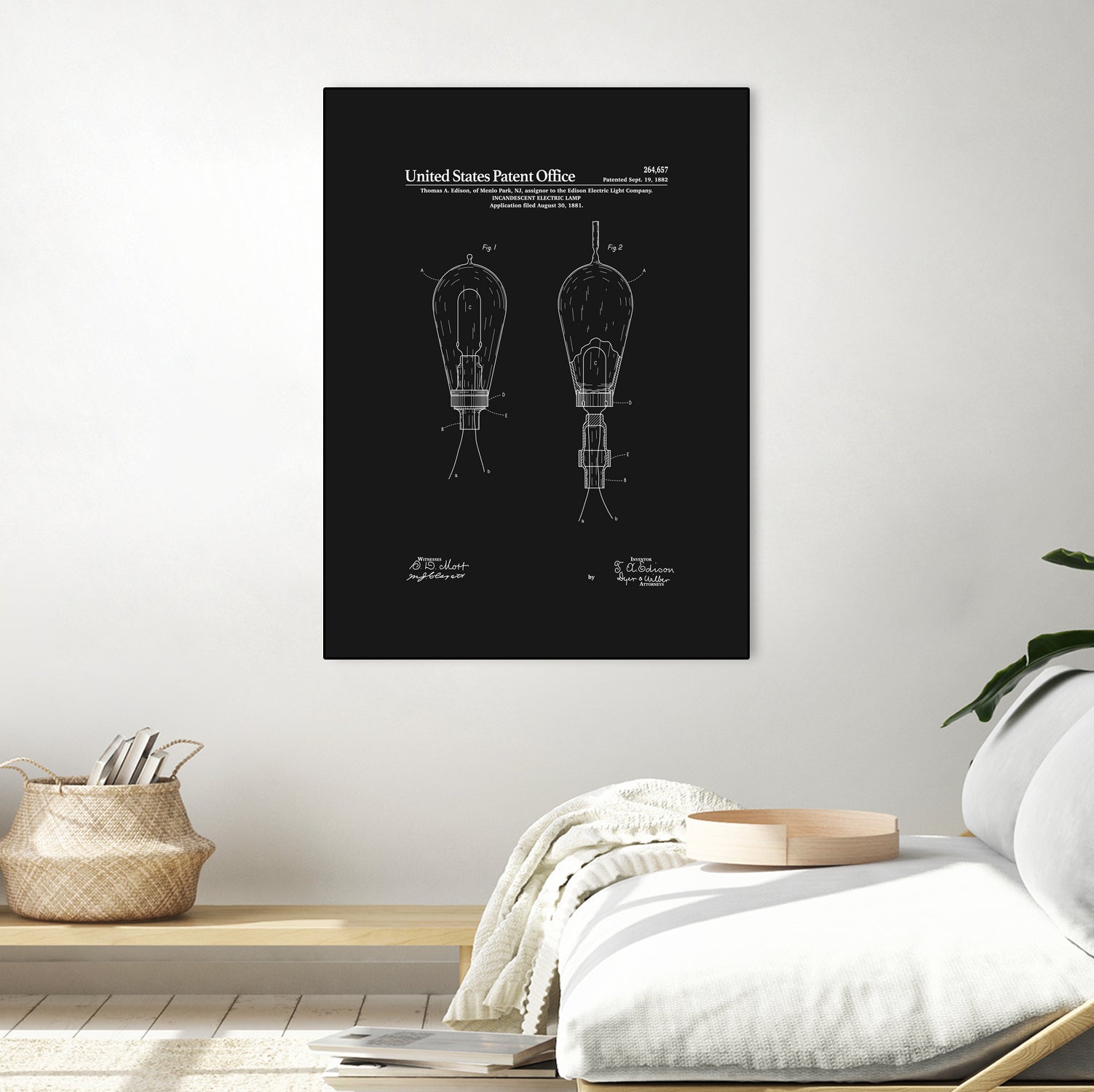 Thomas Edison Light Bulb Patent - Black by Finlay McNevin on GIANT ART - black typography