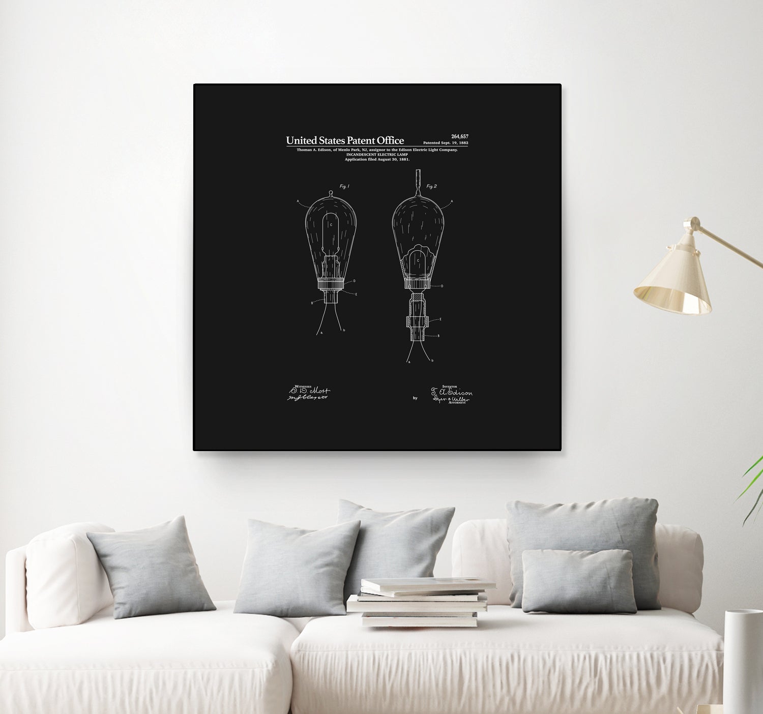 Thomas Edison Light Bulb Patent - Black by Finlay McNevin on GIANT ART - black typography