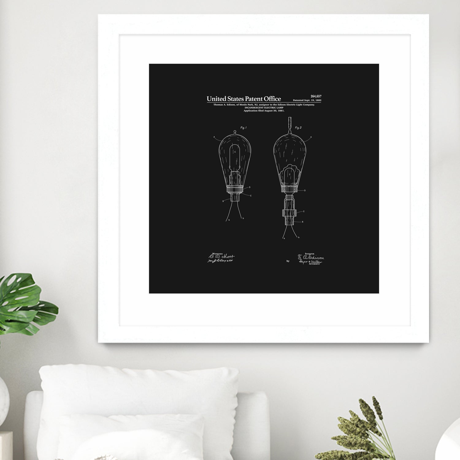 Thomas Edison Light Bulb Patent - Black by Finlay McNevin on GIANT ART - black typography