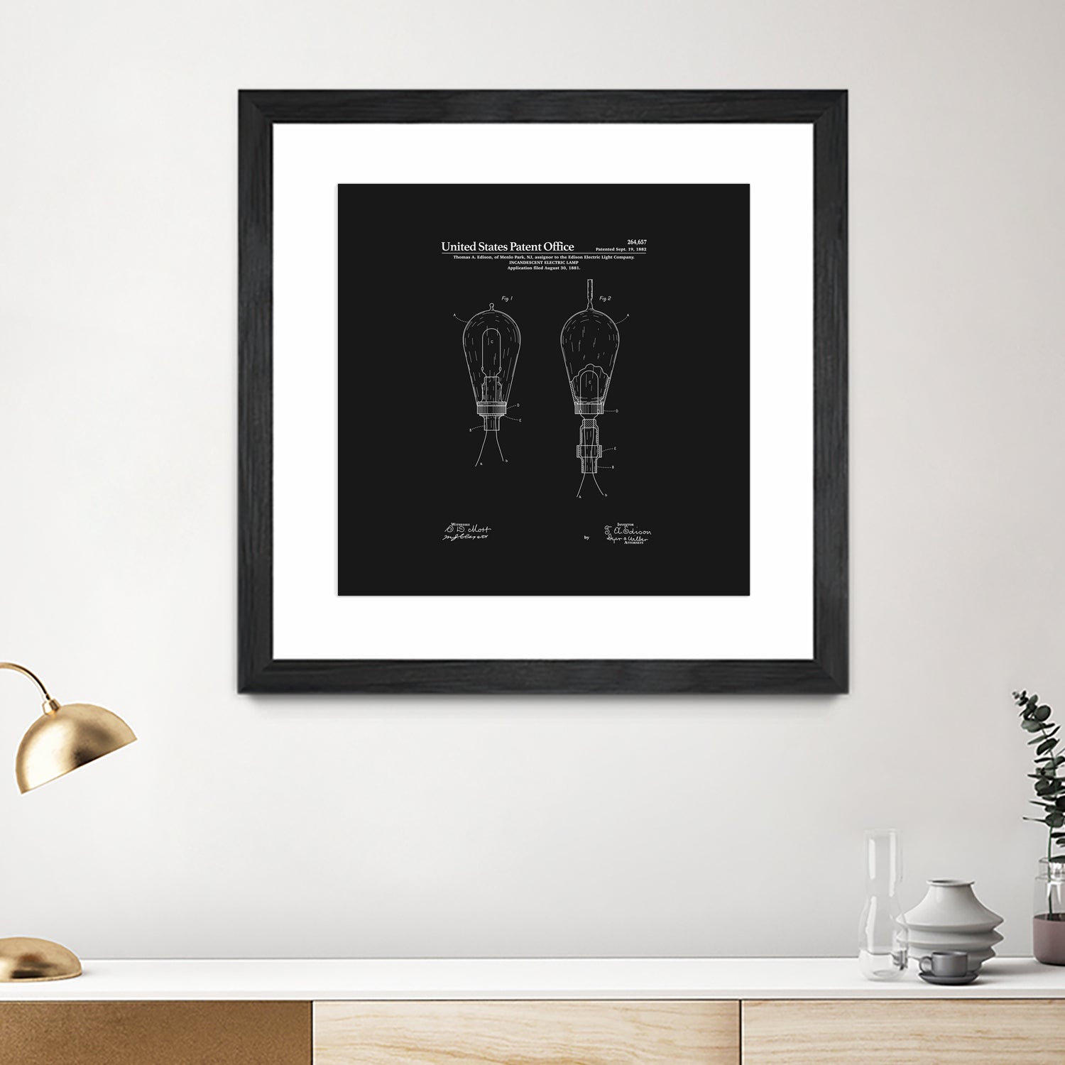 Thomas Edison Light Bulb Patent - Black by Finlay McNevin on GIANT ART - black typography